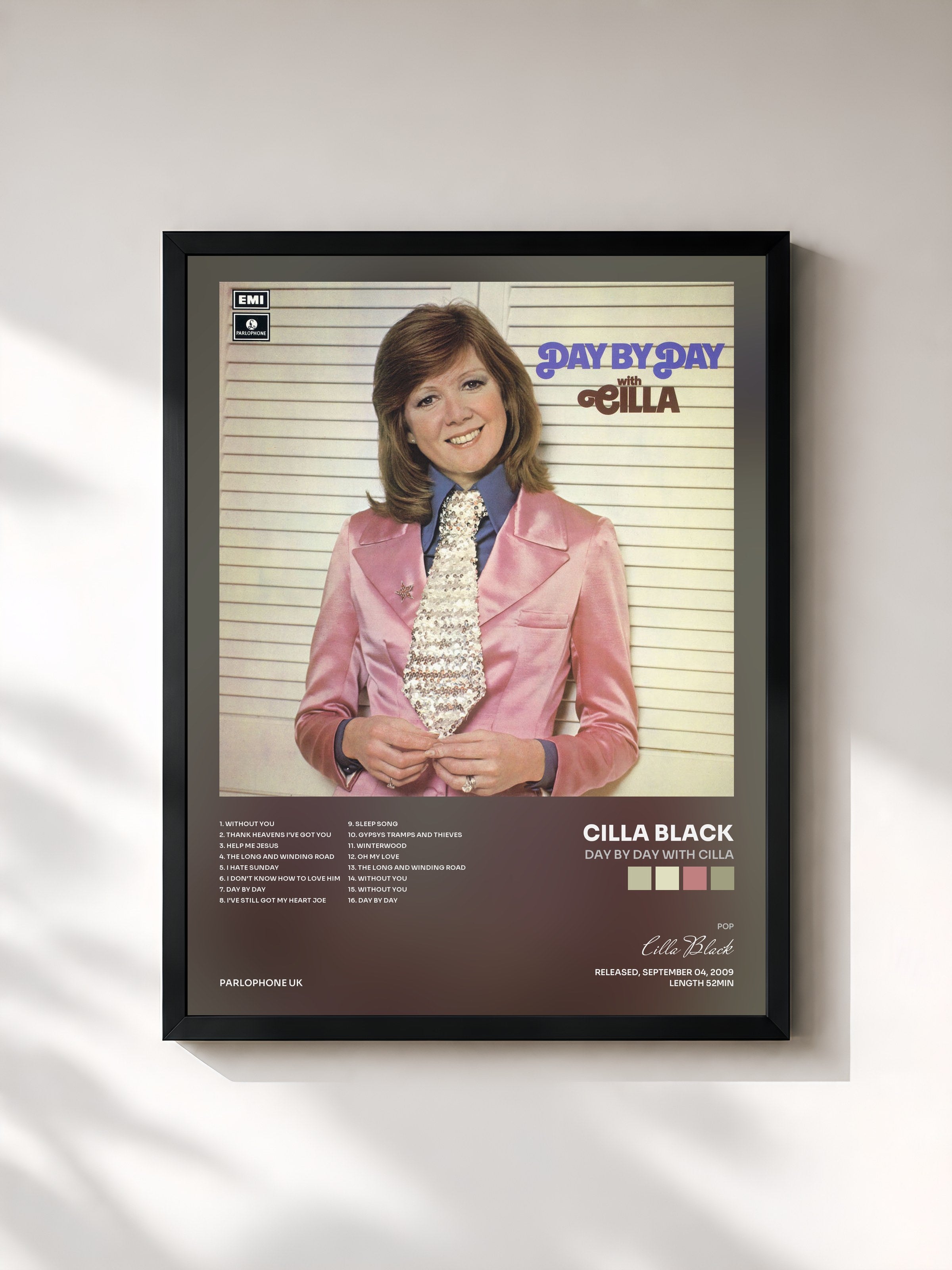 #noir Tableau de l'album Day by Day With Cilla de Cilla Black, cadre noir, imprimé et encadré en France