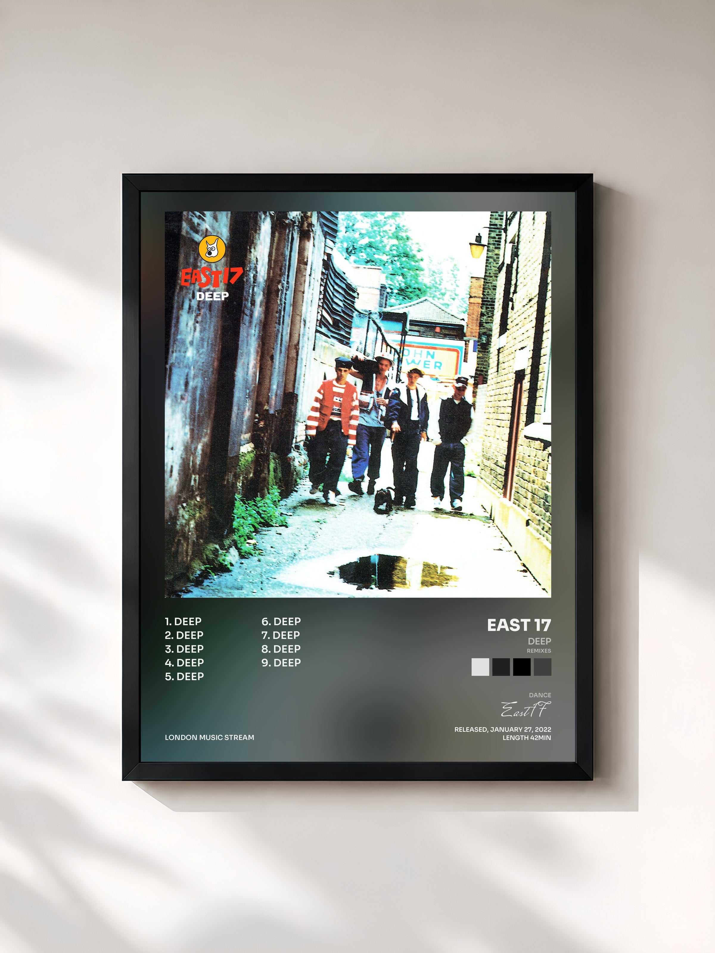 #noir Tableau de l'album Deep (Remixes) de East 17, cadre noir, imprimé et encadré en France