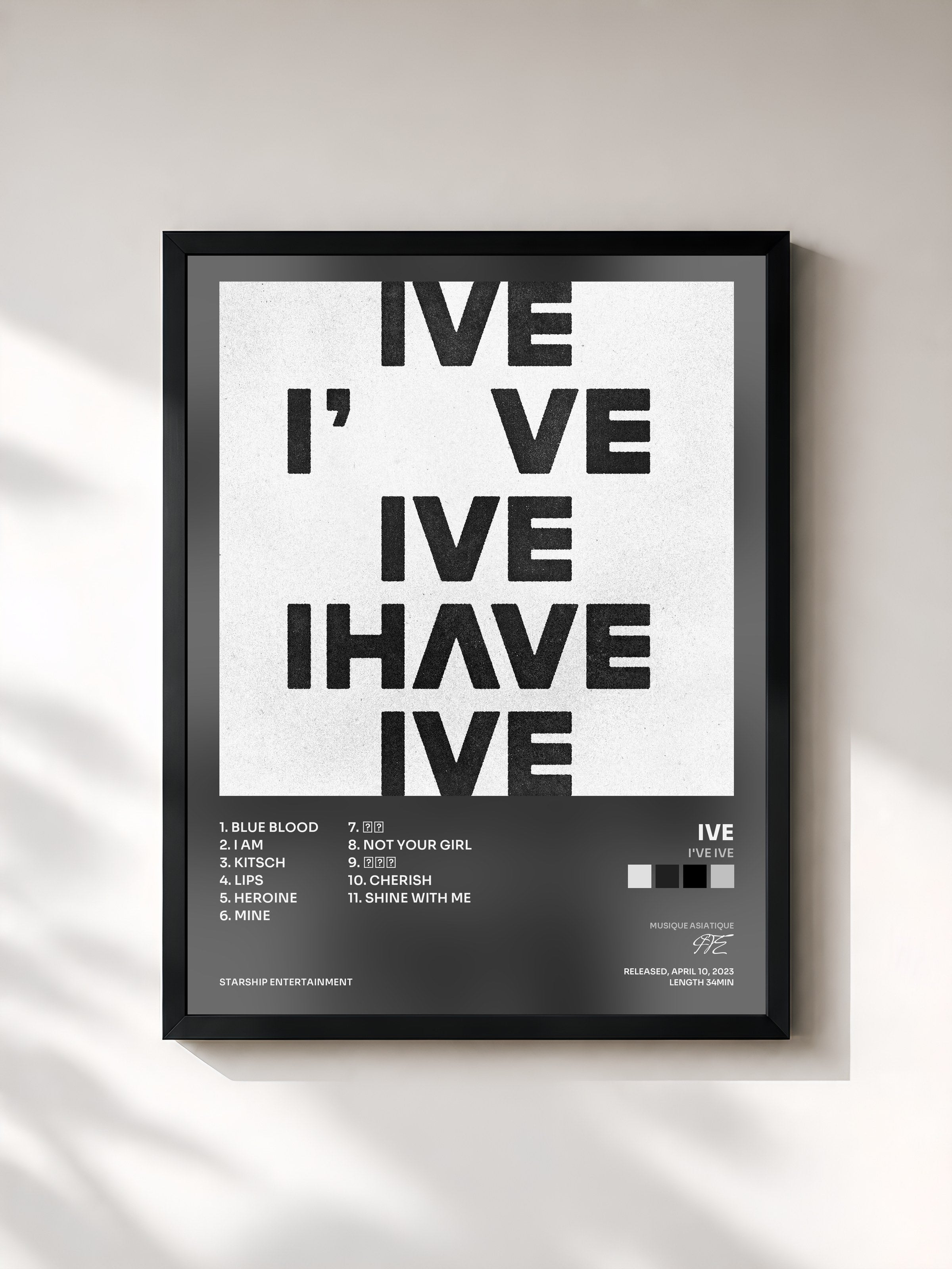 #noir Tableau de l'album I've IVE de IVE, cadre noir, imprimé et encadré en France