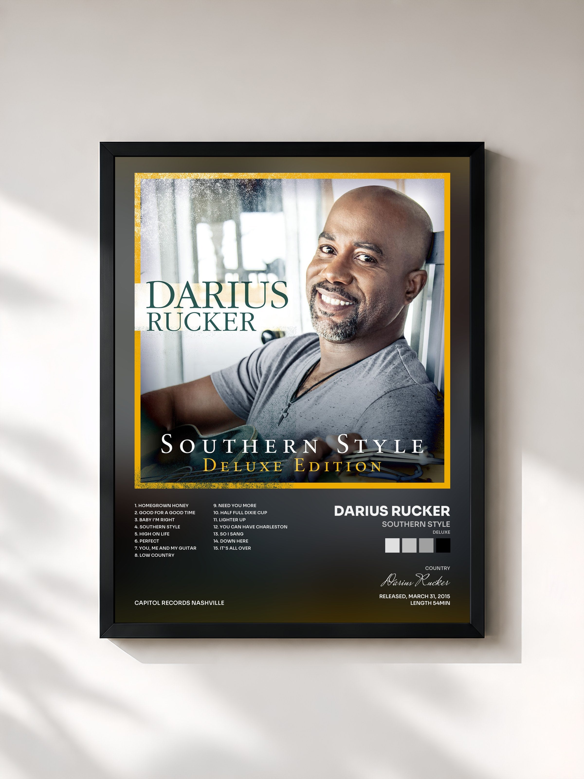 #noir Tableau de l'album Southern Style (Deluxe) de Darius Rucker, cadre noir, imprimé et encadré en France