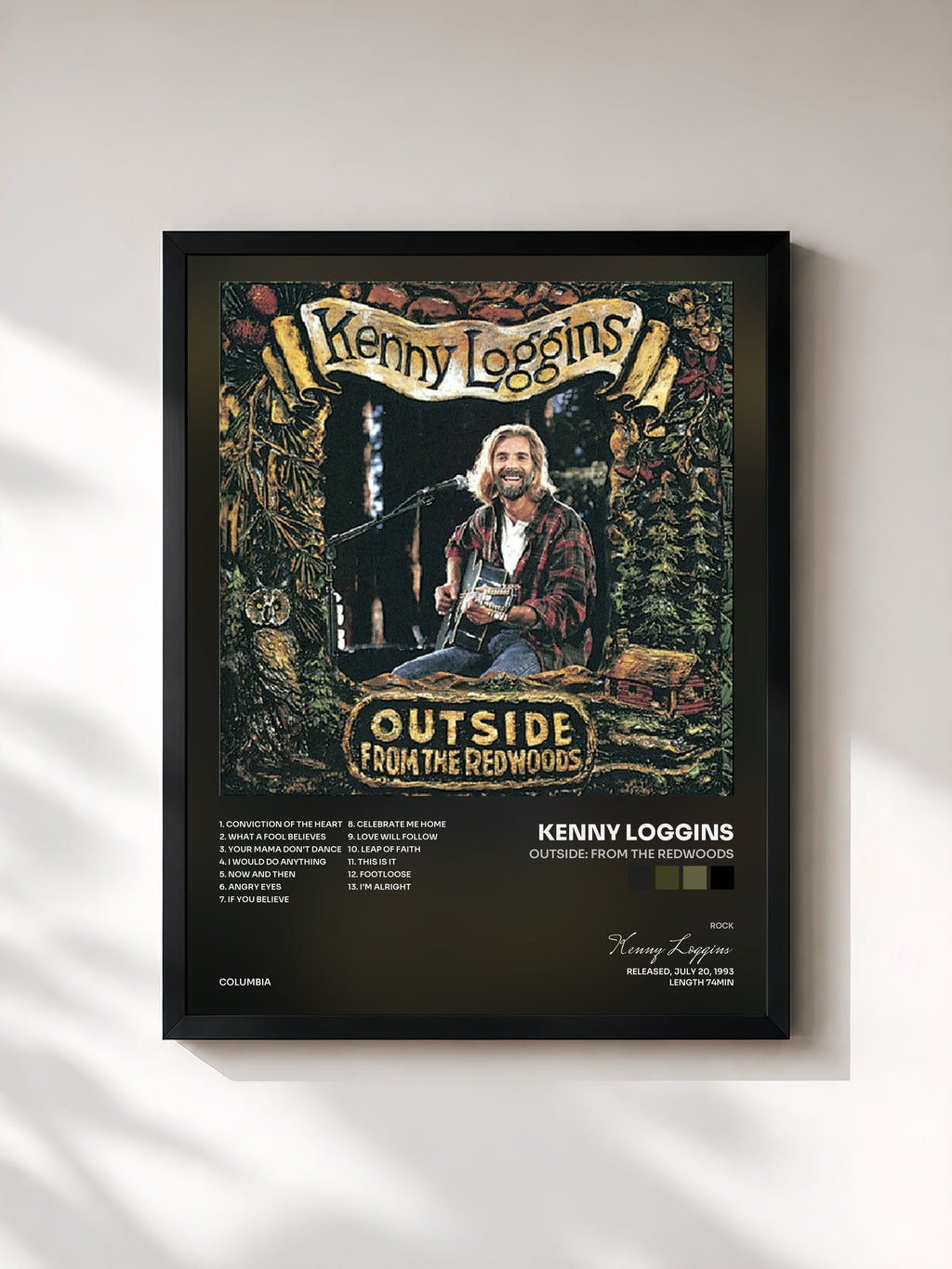 #noir Tableau de l'album Outside: From The Redwoods de Kenny Loggins, cadre noir, imprimé et encadré en France