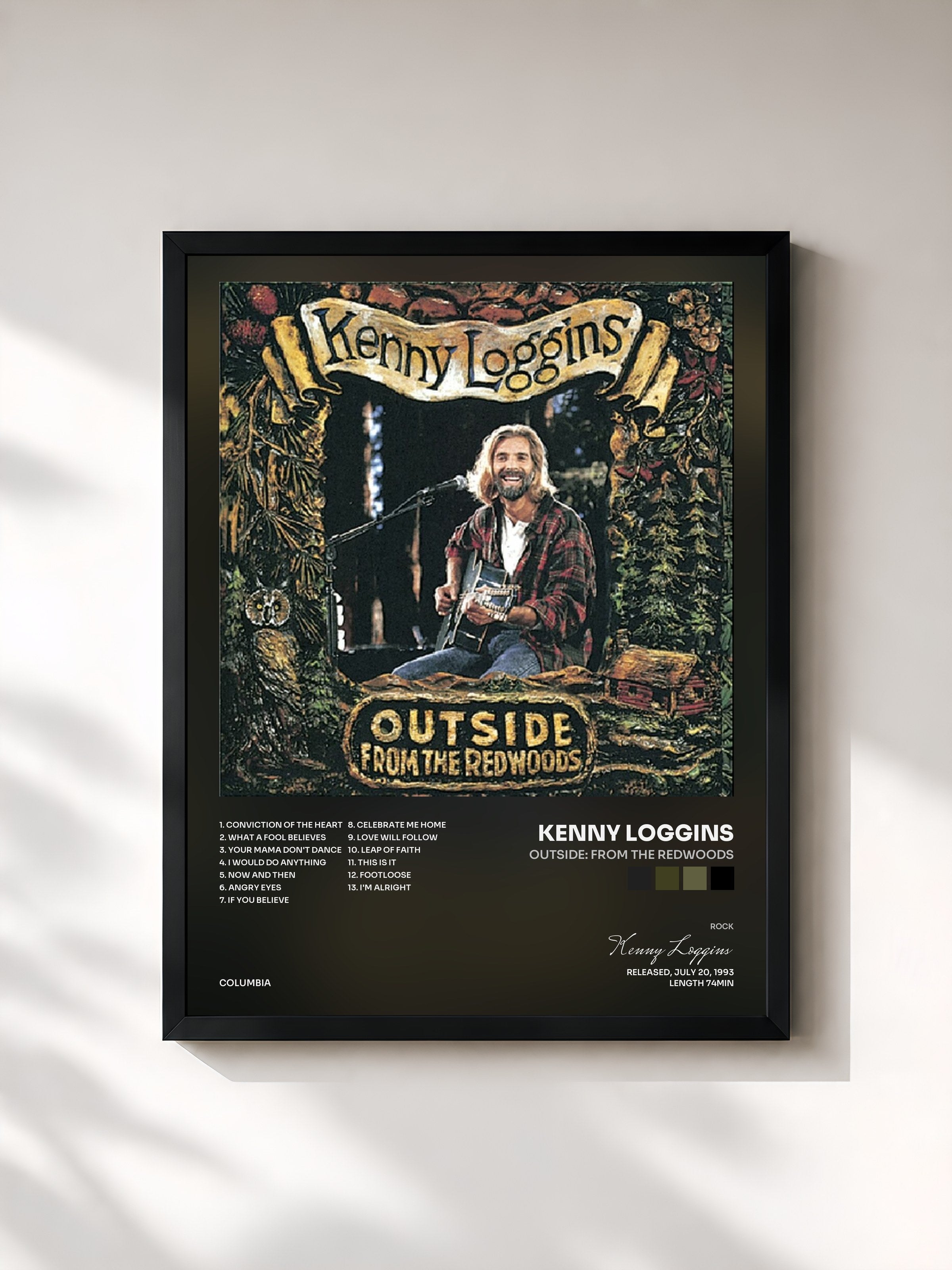 #noir Tableau de l'album Outside: From The Redwoods de Kenny Loggins, cadre noir, imprimé et encadré en France