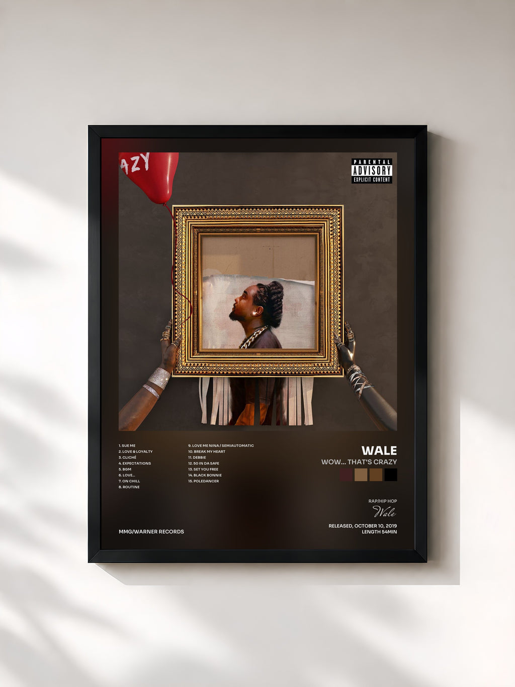 #noir Tableau de l'album Wow... That's Crazy de Wale, cadre noir, imprimé et encadré en France