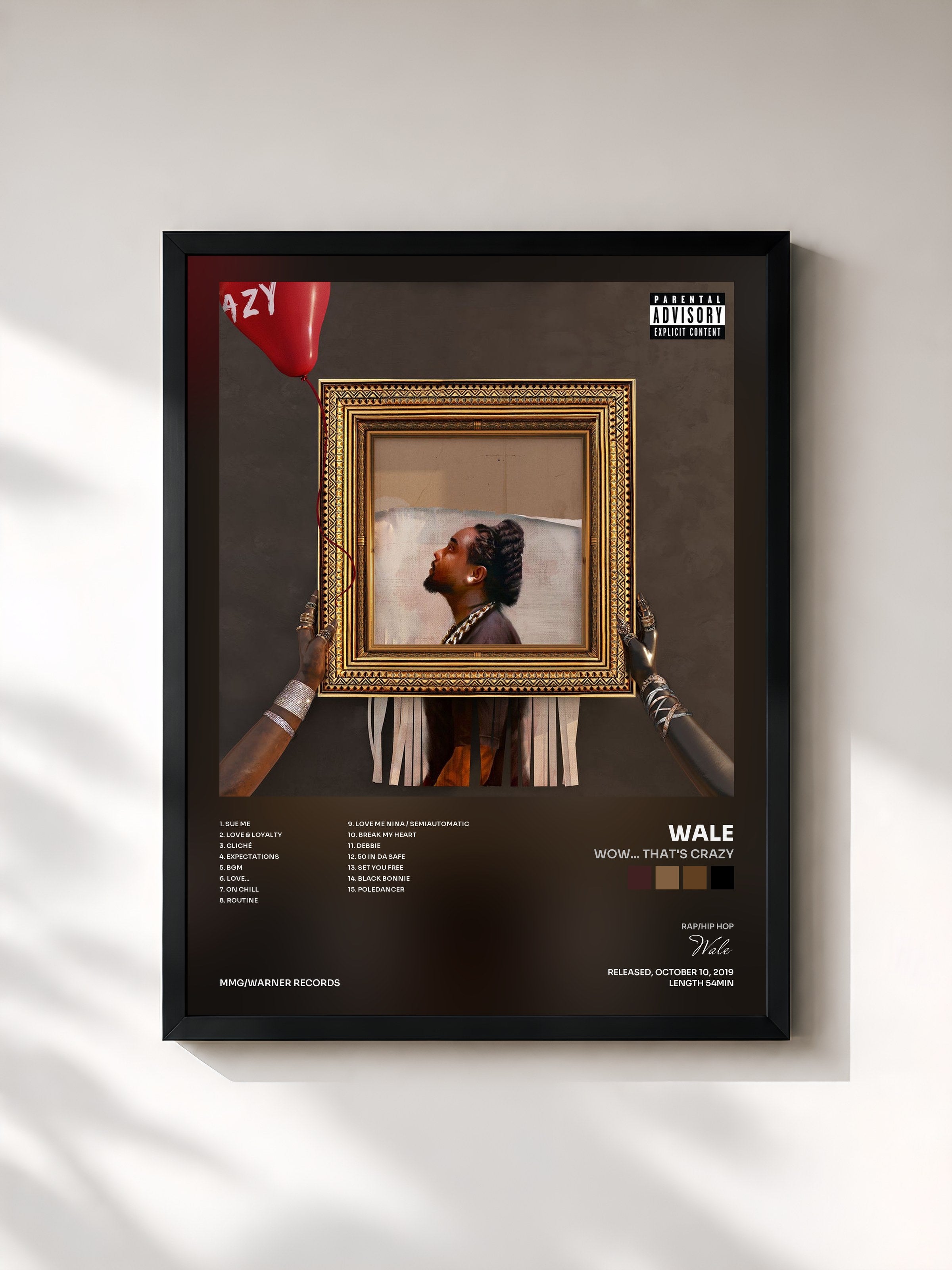#noir Tableau de l'album Wow... That's Crazy de Wale, cadre noir, imprimé et encadré en France