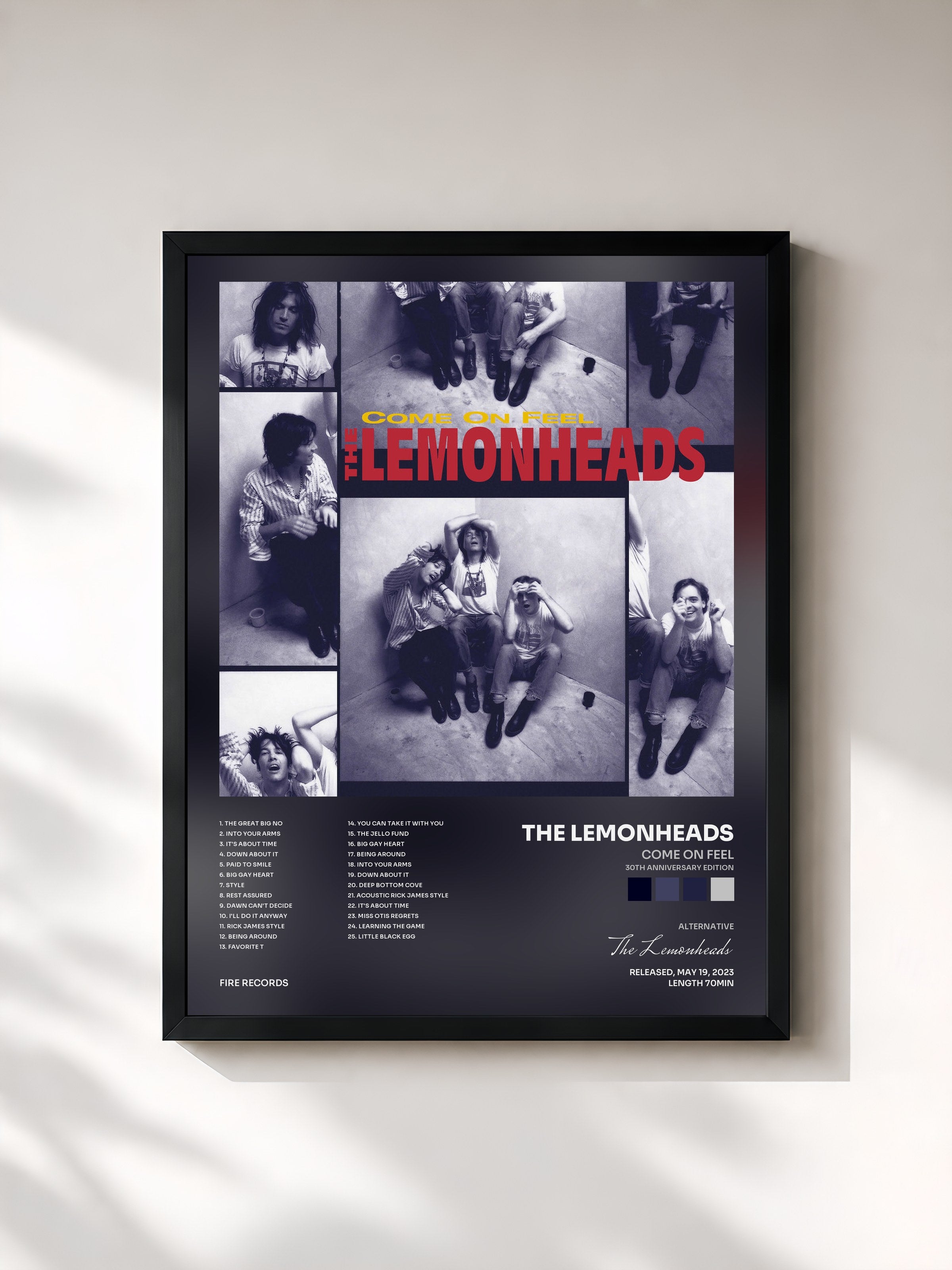 #noir Tableau de l'album Come On Feel (30th Anniversary Edition) de The Lemonheads, cadre noir, imprimé et encadré en France