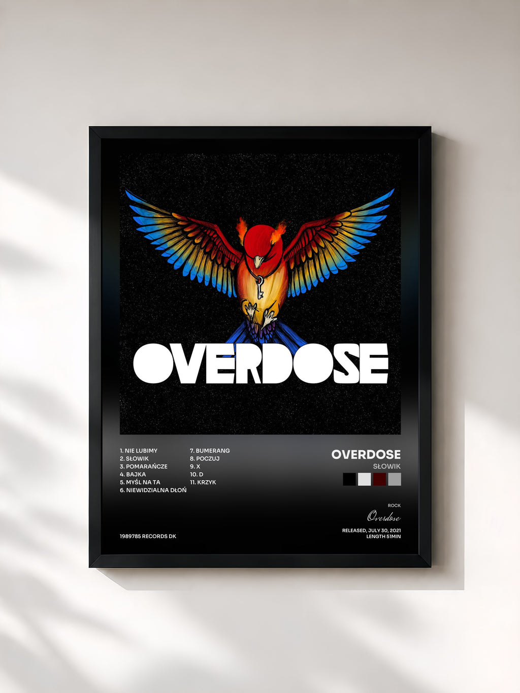 #noir Tableau de l'album Słowik de Overdose, cadre noir, imprimé et encadré en France