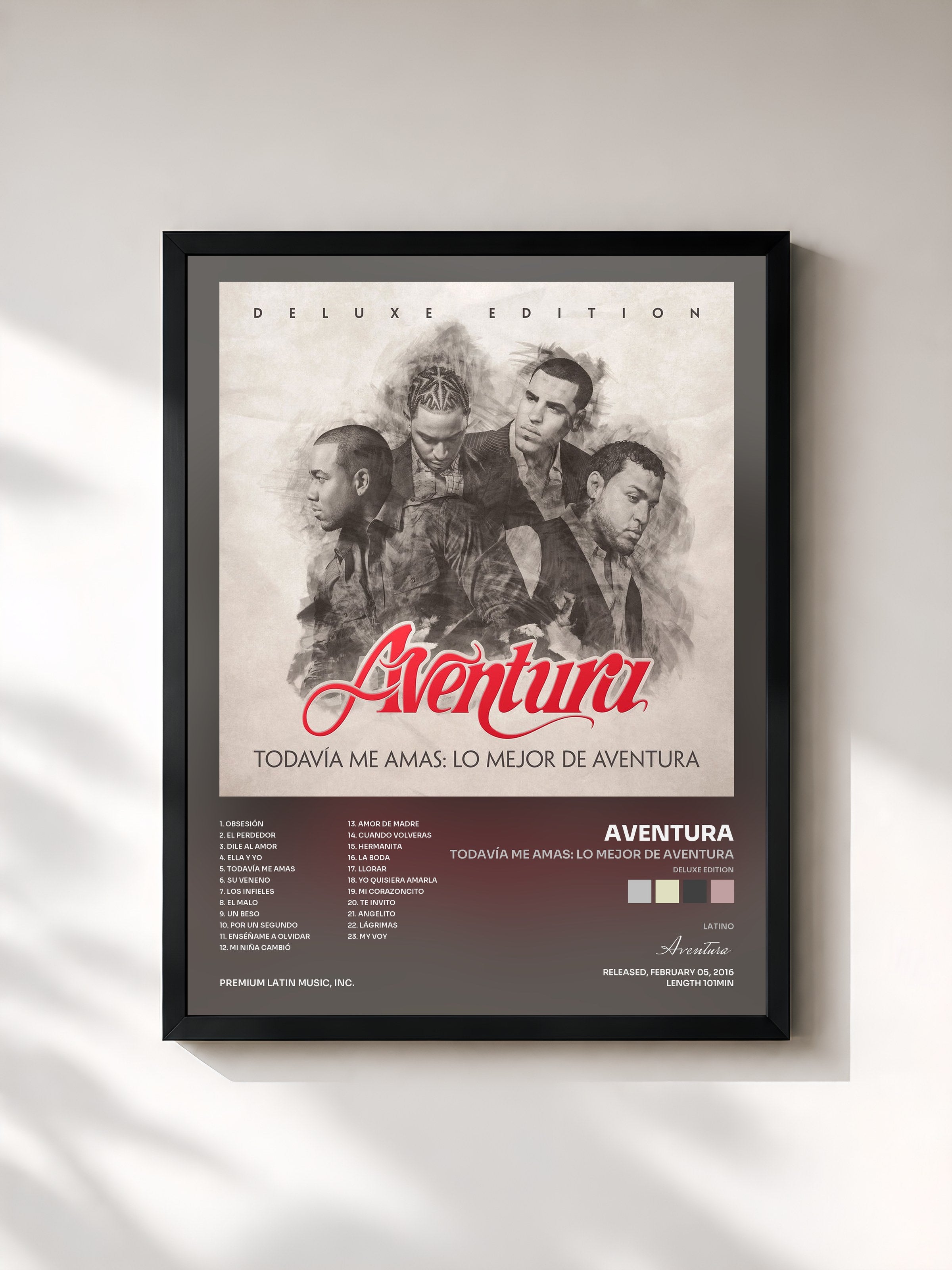 #noir Tableau de l'album Todavía Me Amas: Lo Mejor de Aventura (Deluxe Edition) de Aventura, cadre noir, imprimé et encadré en France