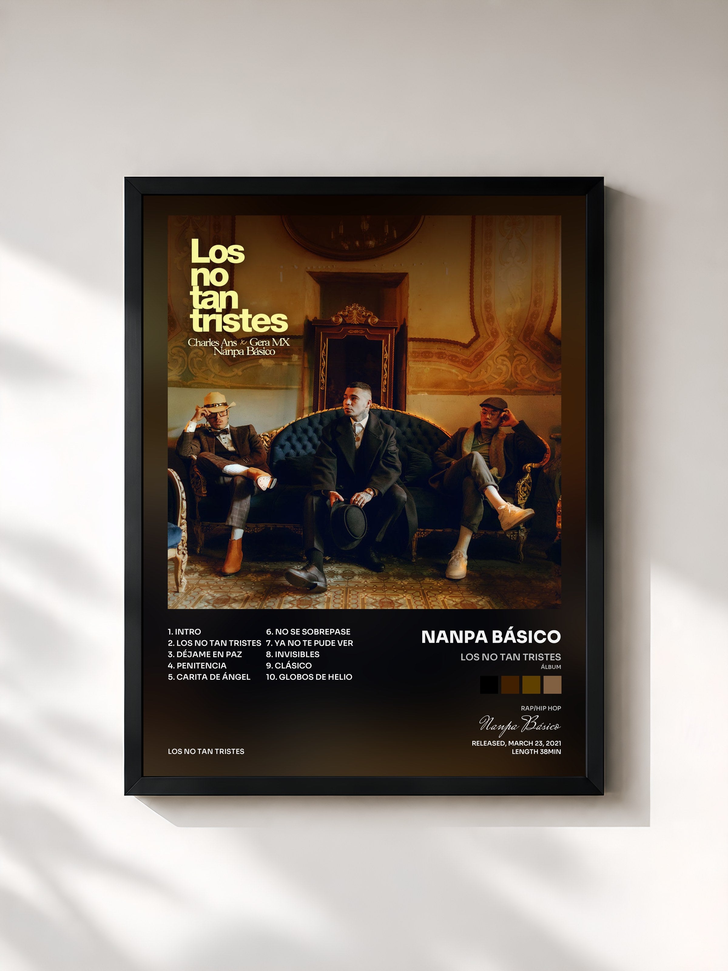 #noir Tableau de l'album Los No Tan Tristes (Álbum) de Nanpa Básico, cadre noir, imprimé et encadré en France