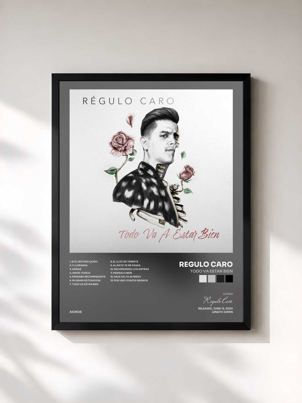 #noir Tableau de l'album Todo Va Estar Bien de Regulo Caro, cadre noir, imprimé et encadré en France
