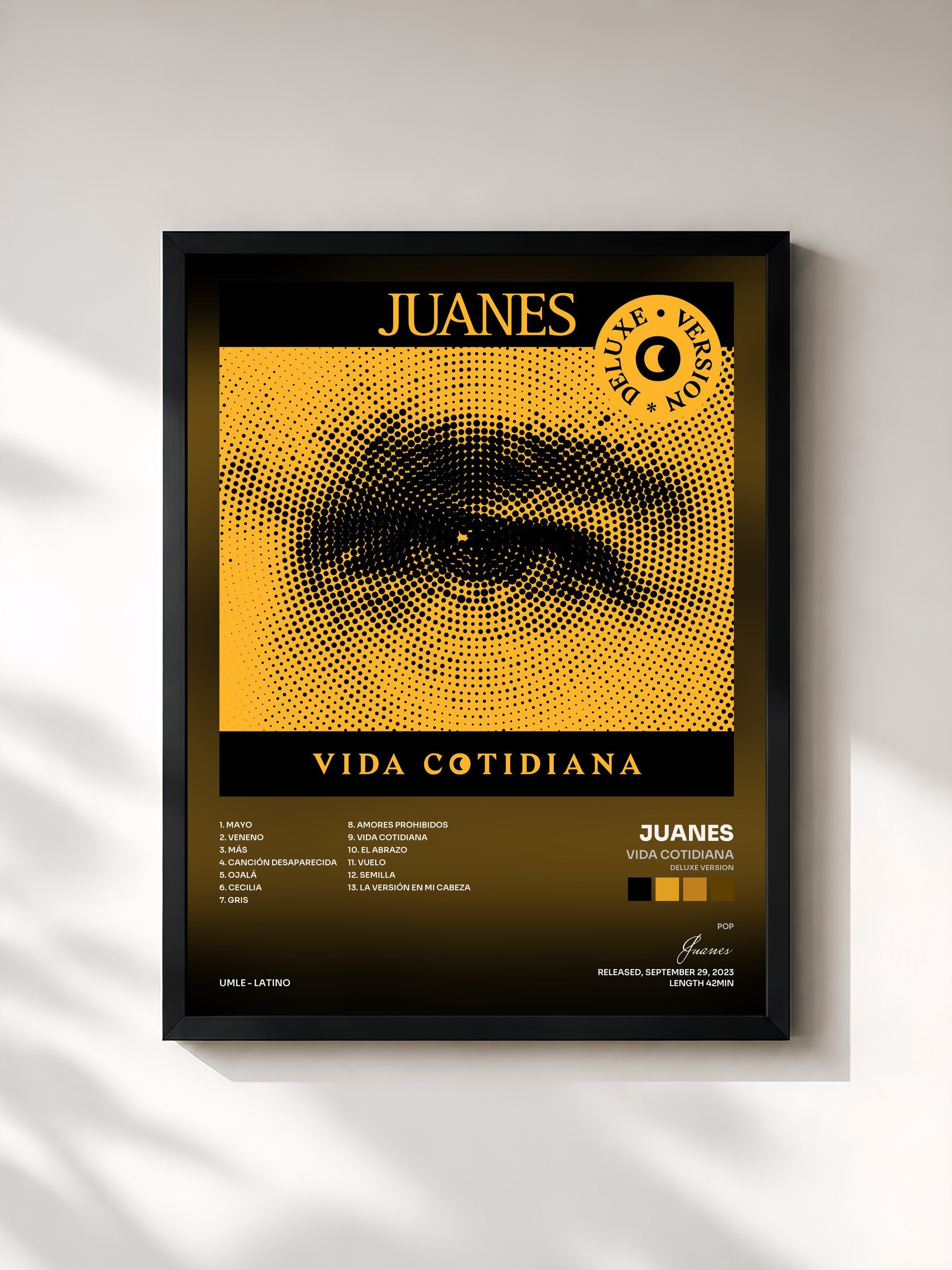 #noir Tableau de l'album Vida Cotidiana (Deluxe Version) de Juanes, cadre noir, imprimé et encadré en France