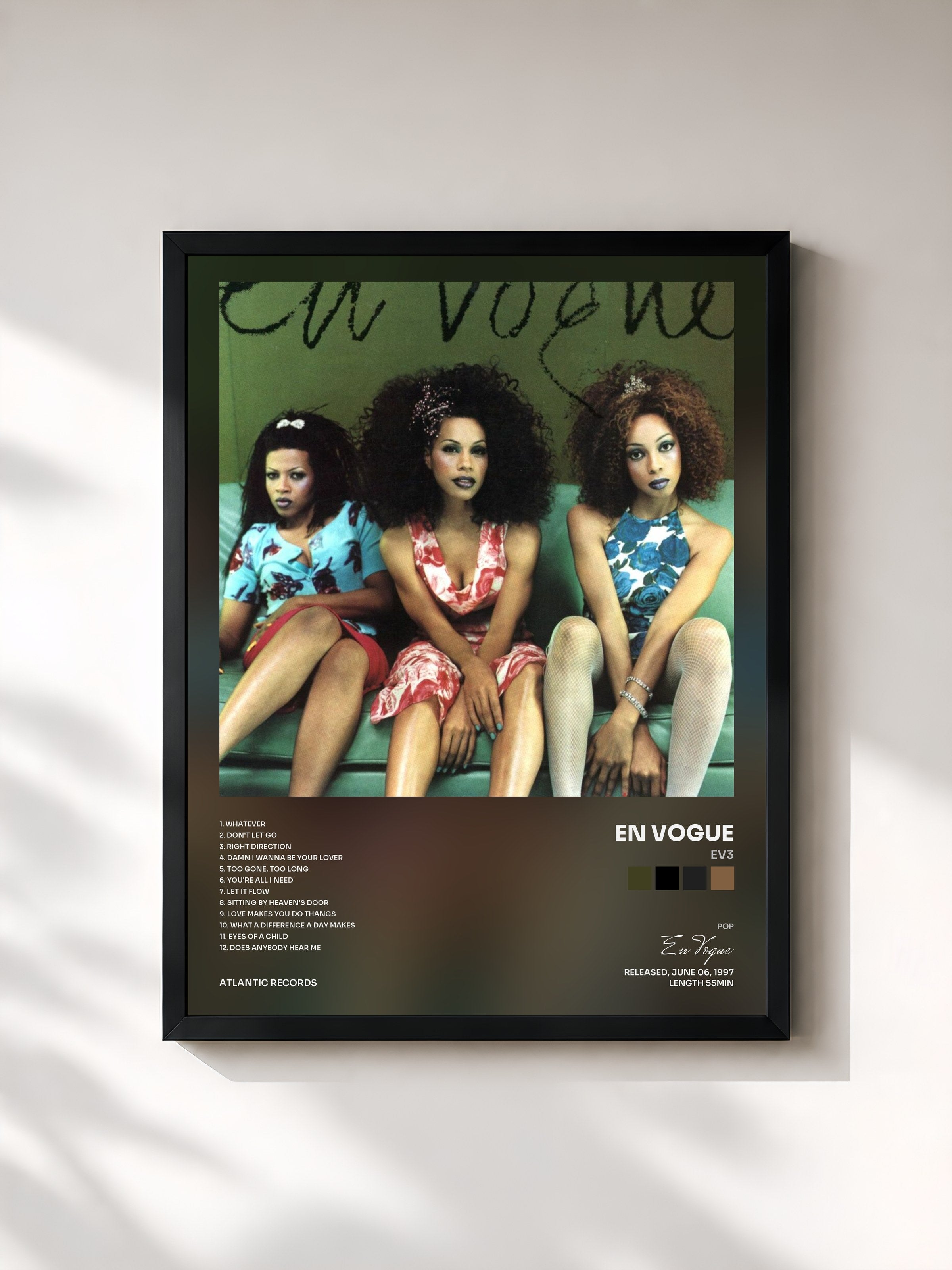 #noir Tableau de l'album EV3 de En Vogue, cadre noir, imprimé et encadré en France