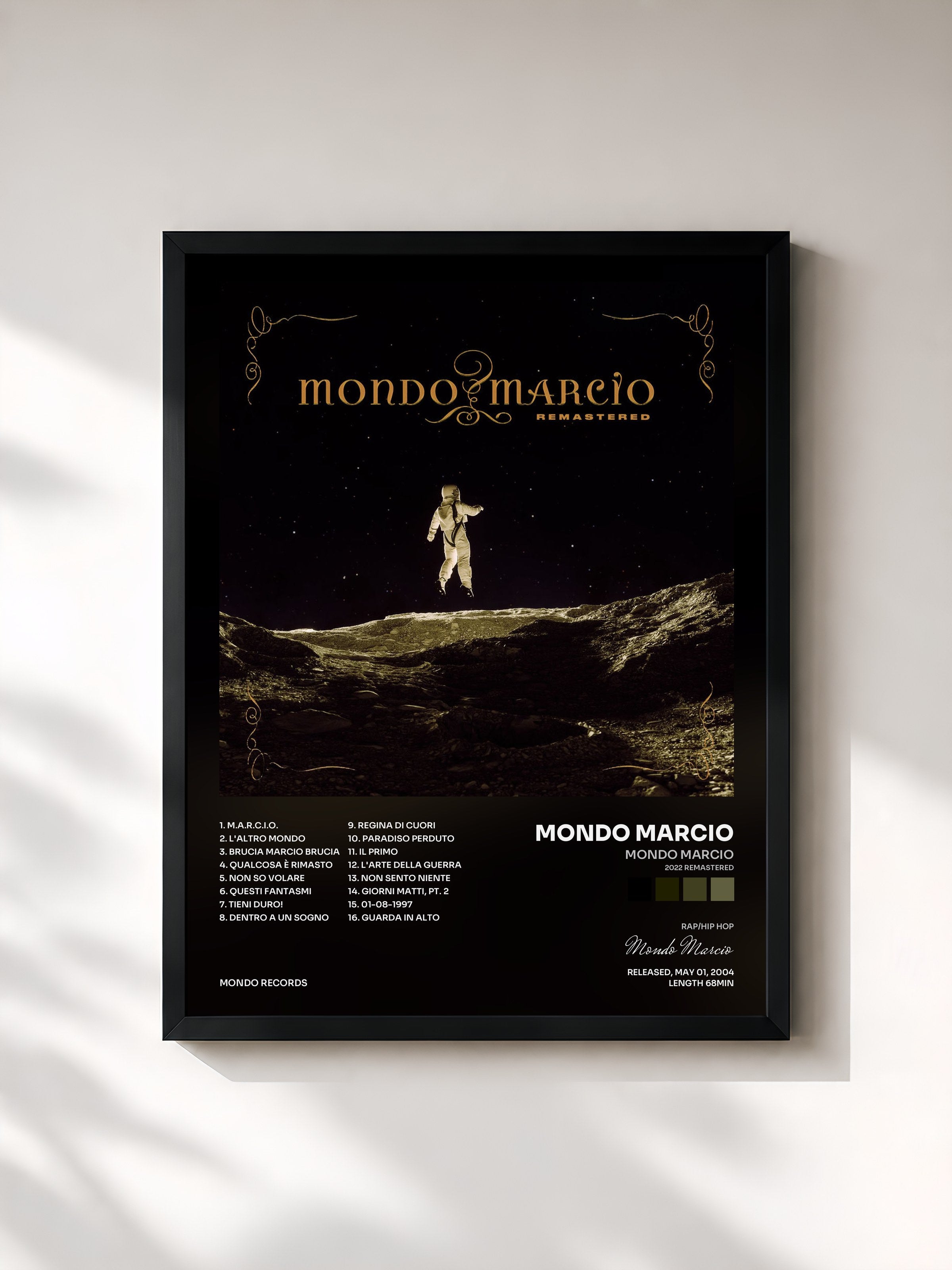 #noir Tableau de l'album Mondo Marcio (2022 Remastered) de Mondo Marcio, cadre noir, imprimé et encadré en France