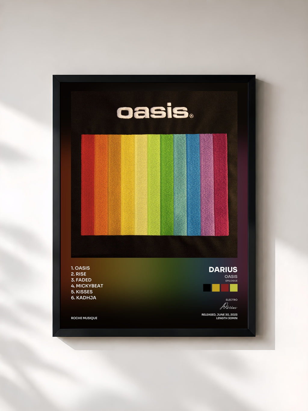 #noir Tableau de l'album OASIS (Epilogue) de Darius, cadre noir, imprimé et encadré en France