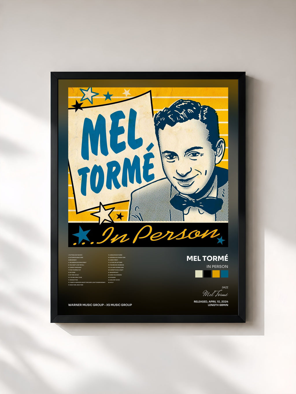 #noir Tableau de l'album In Person de Mel Tormé, cadre noir, imprimé et encadré en France