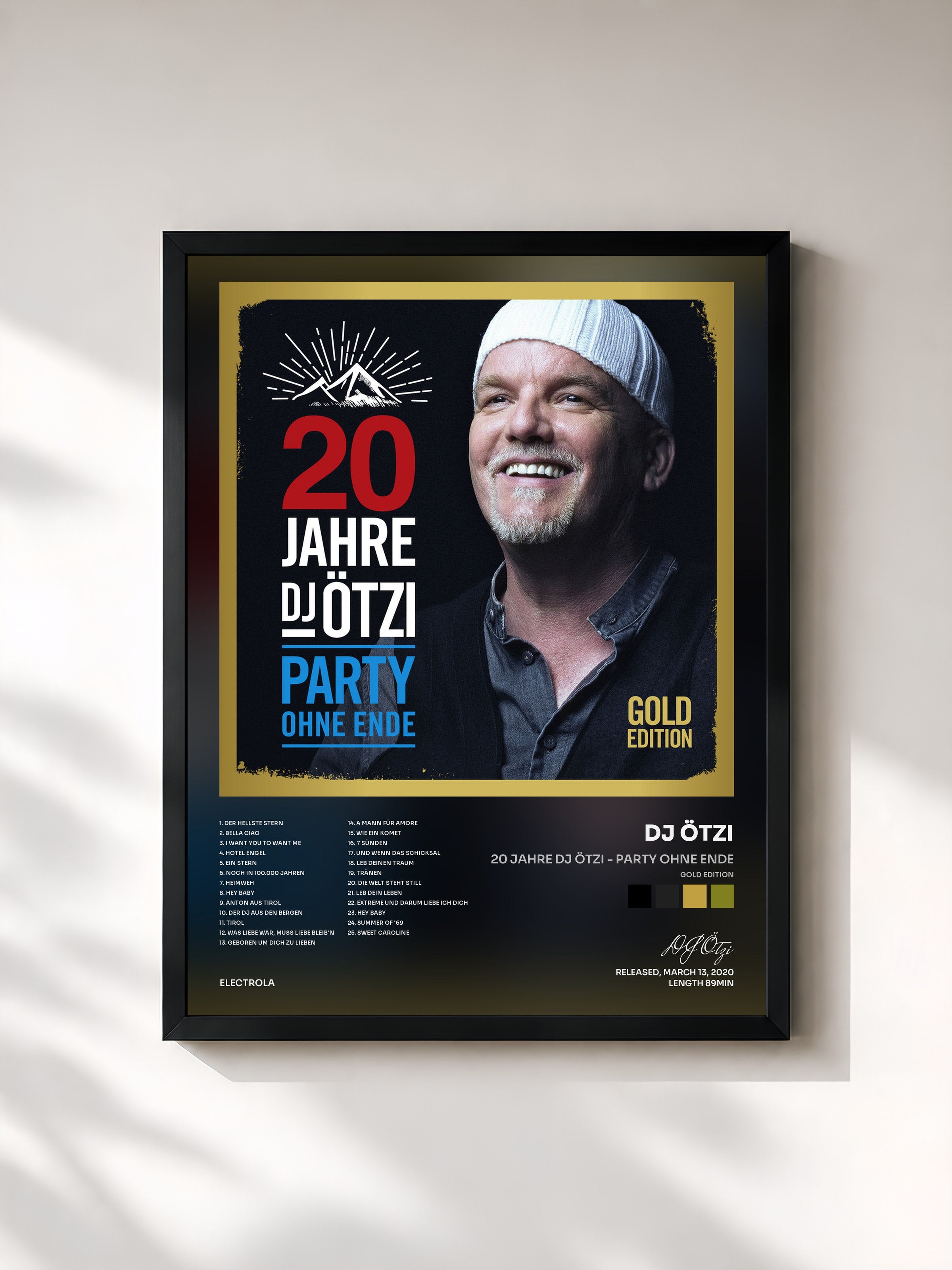 #noir Tableau de l'album 20 Jahre DJ Ötzi - Party ohne Ende (Gold Edition) de DJ Ötzi, cadre noir, imprimé et encadré en France
