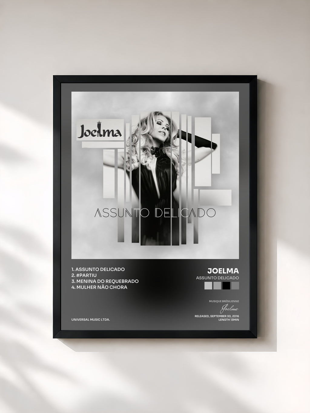 #noir Tableau de l'album Assunto Delicado de Joelma, cadre noir, imprimé et encadré en France