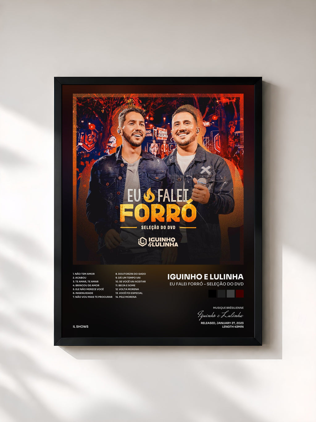 #noir Tableau de l'album Eu Falei Forró - Seleção do DVD de Iguinho e Lulinha, cadre noir, imprimé et encadré en France