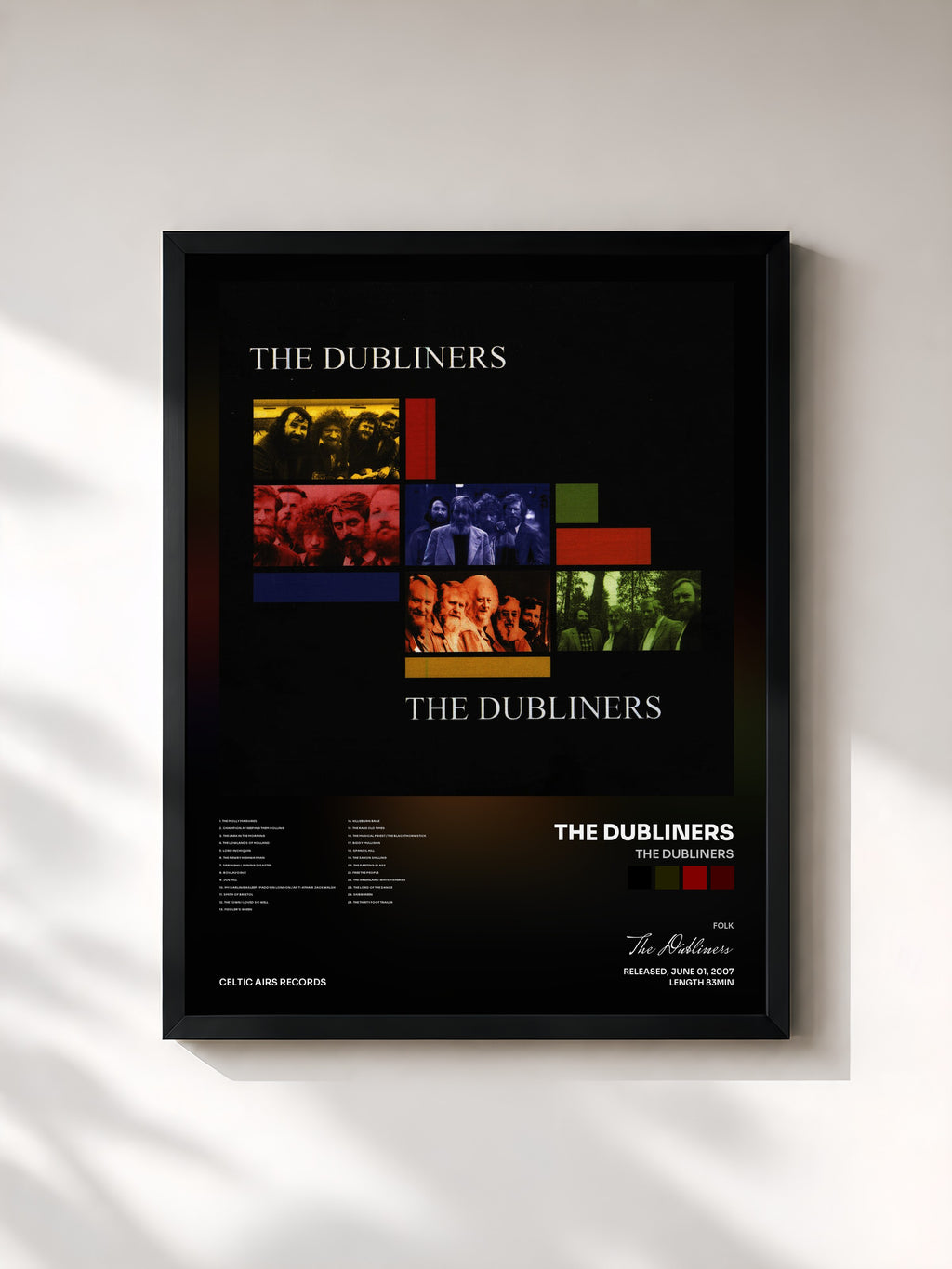 #noir Tableau de l'album The Dubliners de The Dubliners, cadre noir, imprimé et encadré en France