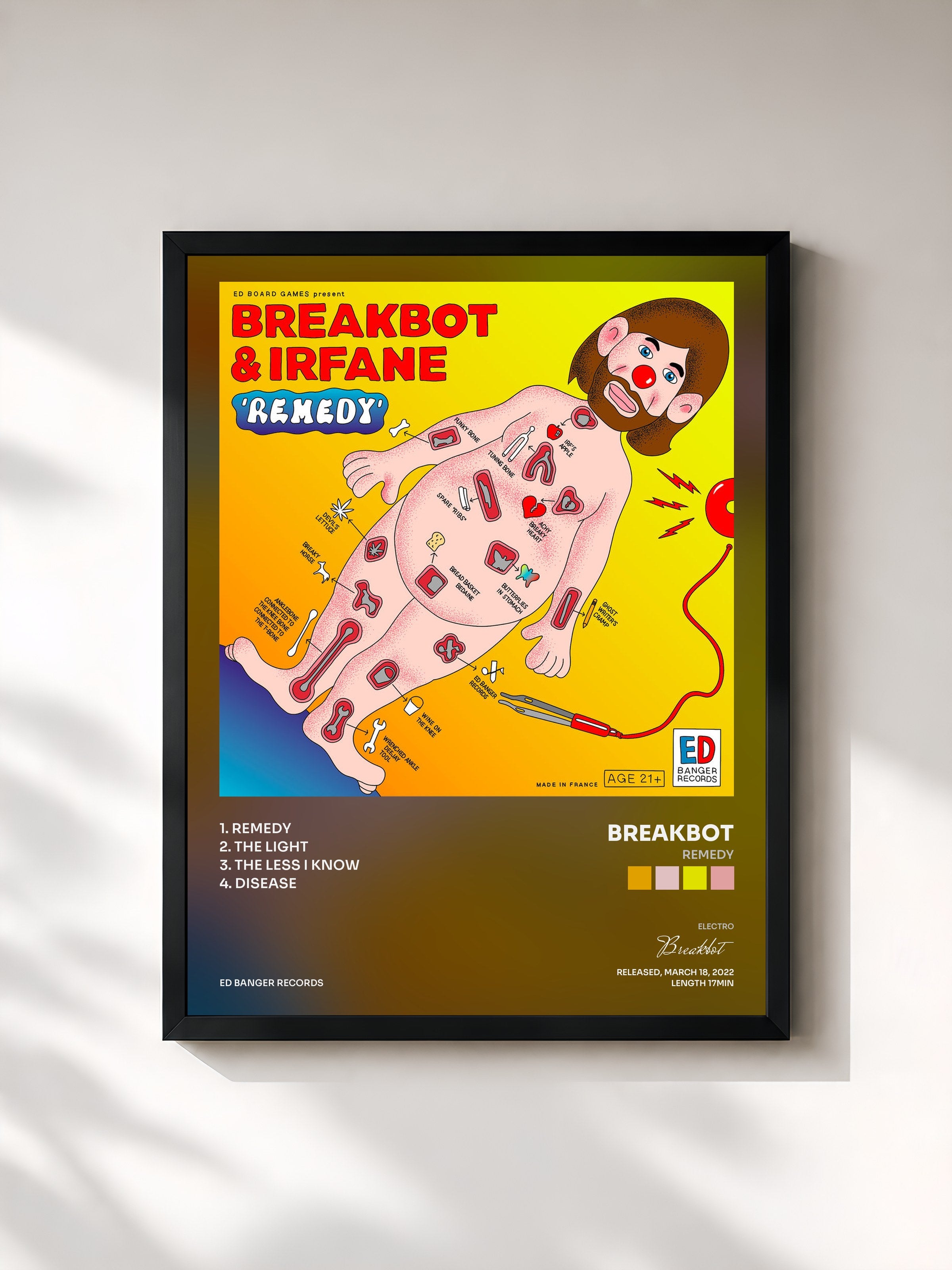#noir Tableau de l'album Remedy de Breakbot, cadre noir, imprimé et encadré en France