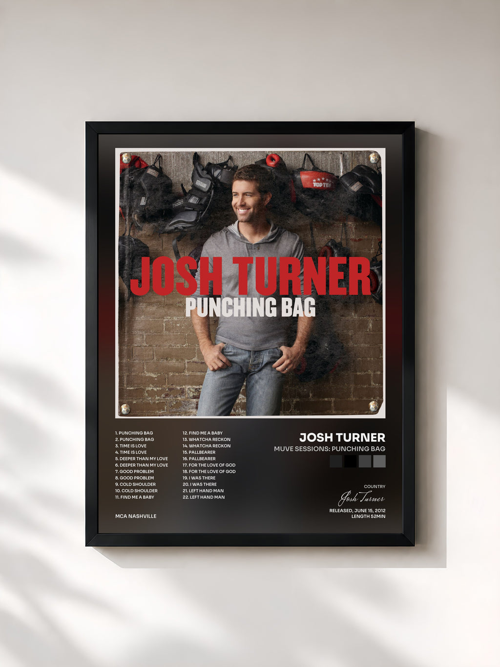 #noir Tableau de l'album Muve Sessions: Punching Bag de Josh Turner, cadre noir, imprimé et encadré en France