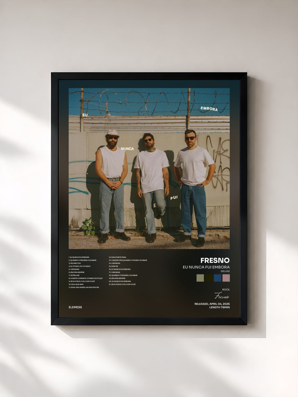 #noir Tableau de l'album Eu Nunca Fui Embora (Deluxe) de Fresno, cadre noir, imprimé et encadré en France