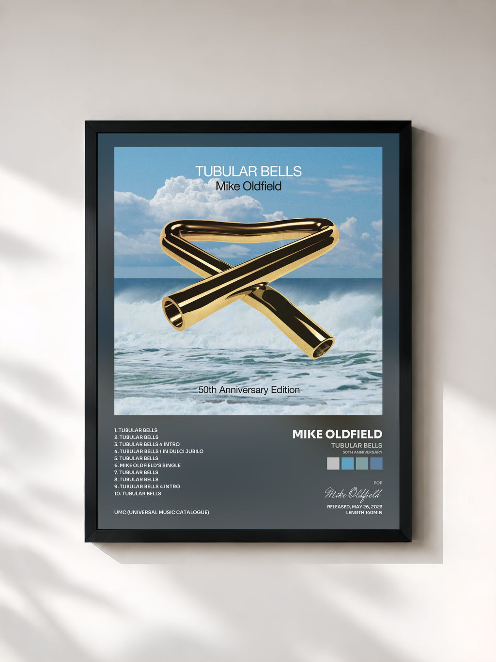 #noir Tubular Bells (50th Anniversary) von Mike Oldfield als gerahmter Kunstdruck, schwarzer Rahmen, gedruckt und gerahmt in Frankreich