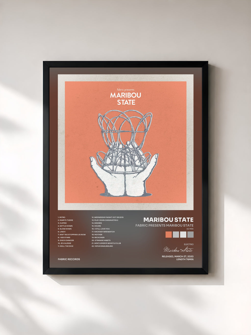 #noir Tableau de l'album fabric presents Maribou State (DJ Mix) de Maribou State, cadre noir, imprimé et encadré en France