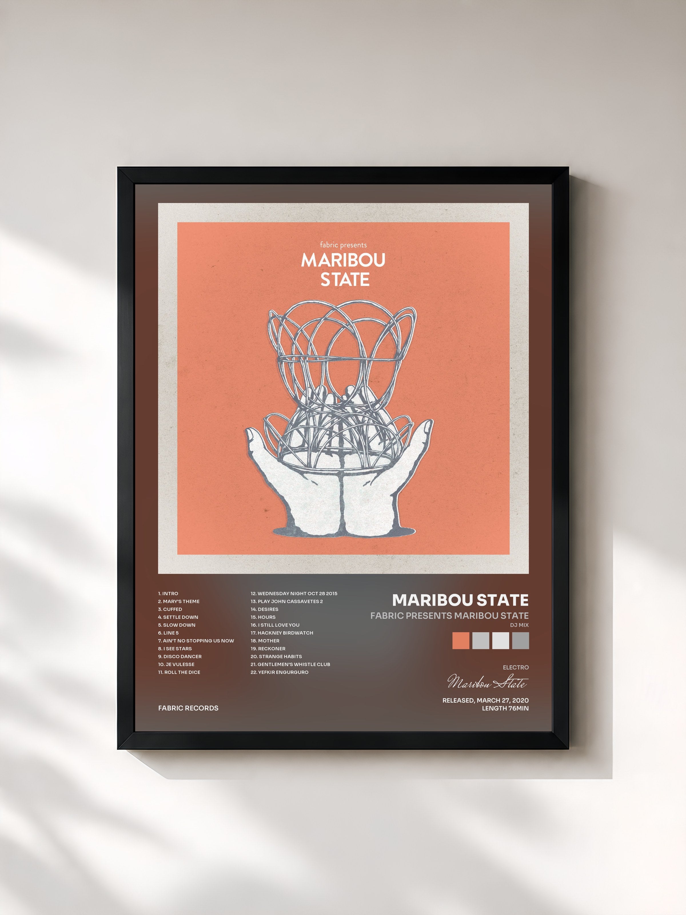 #noir Tableau de l'album fabric presents Maribou State (DJ Mix) de Maribou State, cadre noir, imprimé et encadré en France
