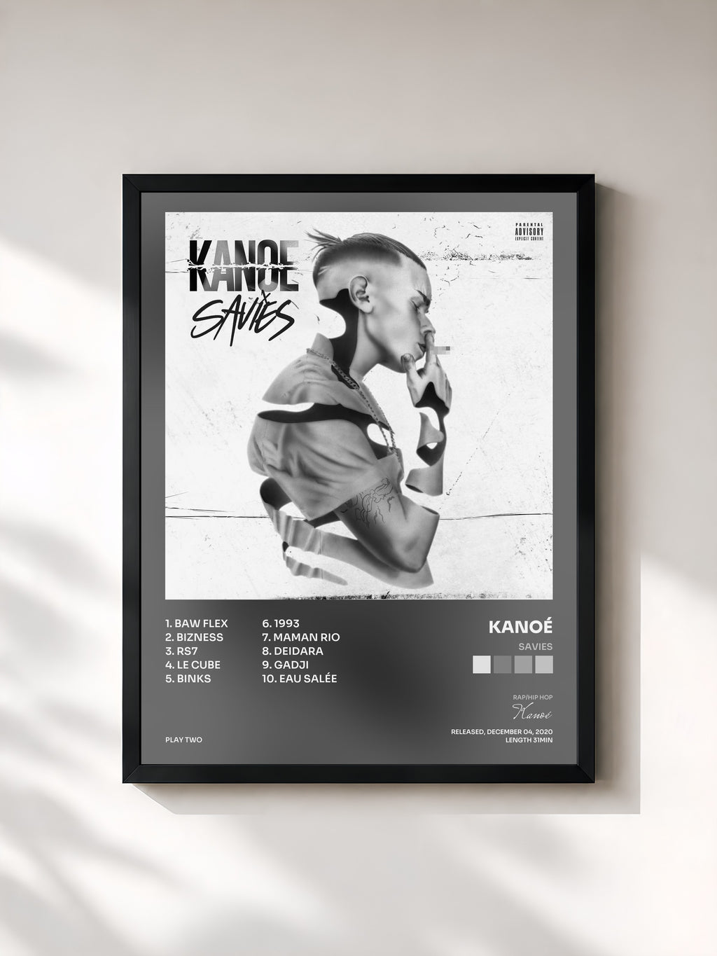 #noir Tableau de l'album Savies de Kanoé, cadre noir, imprimé et encadré en France