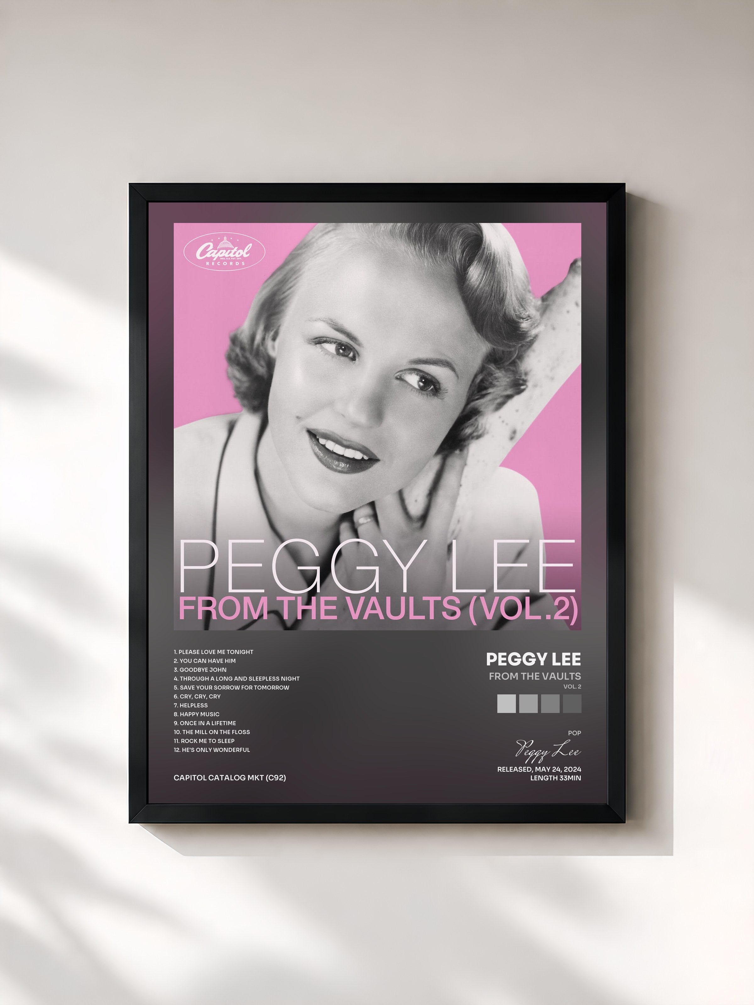 #noir Tableau de l'album From The Vaults (Vol. 2) de Peggy Lee, cadre noir, imprimé et encadré en France