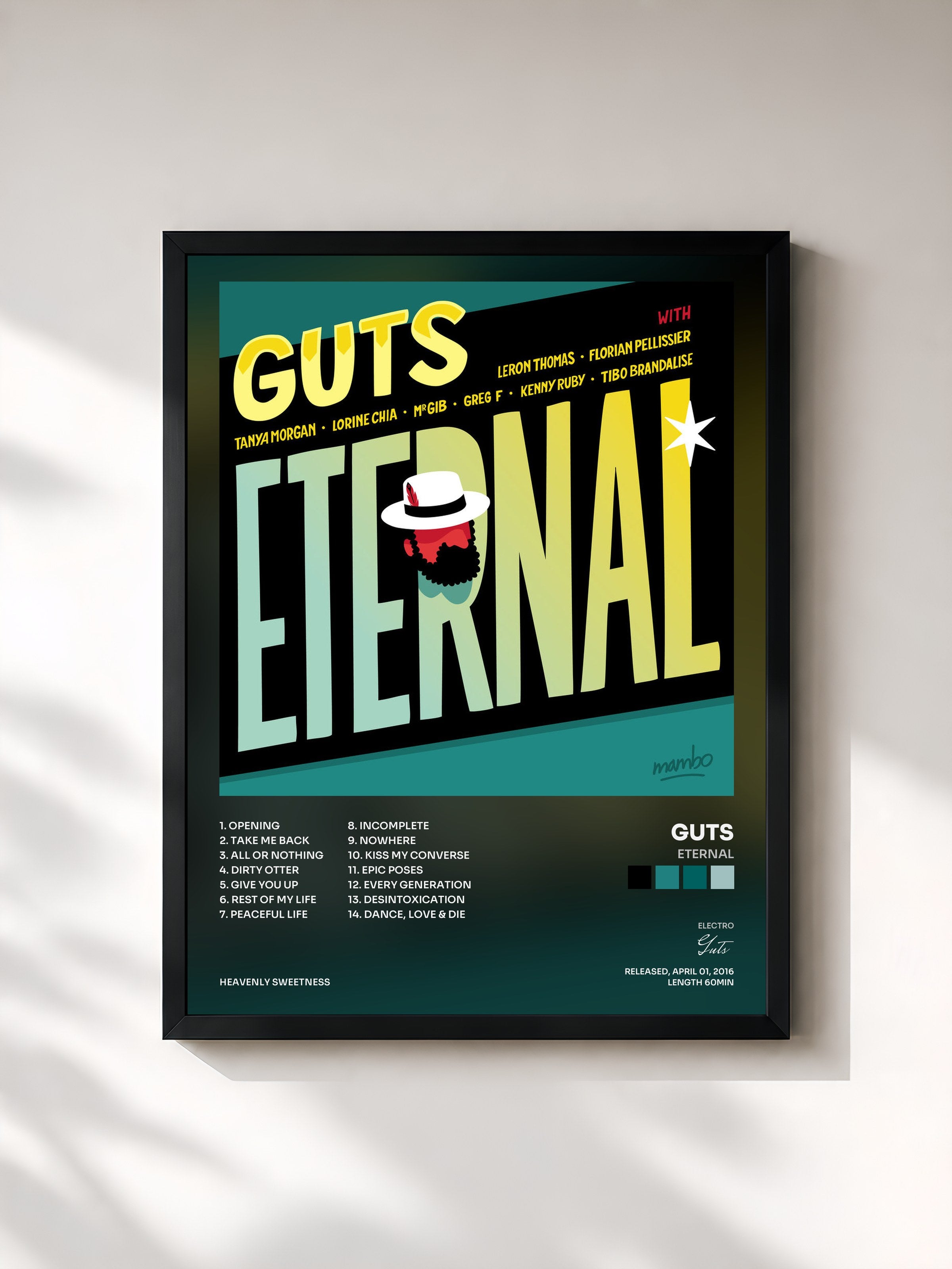 #noir Tableau de l'album Eternal de Guts, cadre noir, imprimé et encadré en France