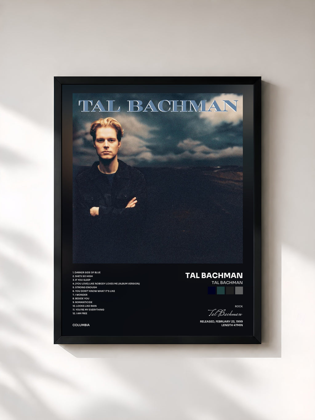 #noir Tableau de l'album Tal Bachman de Tal Bachman, cadre noir, imprimé et encadré en France