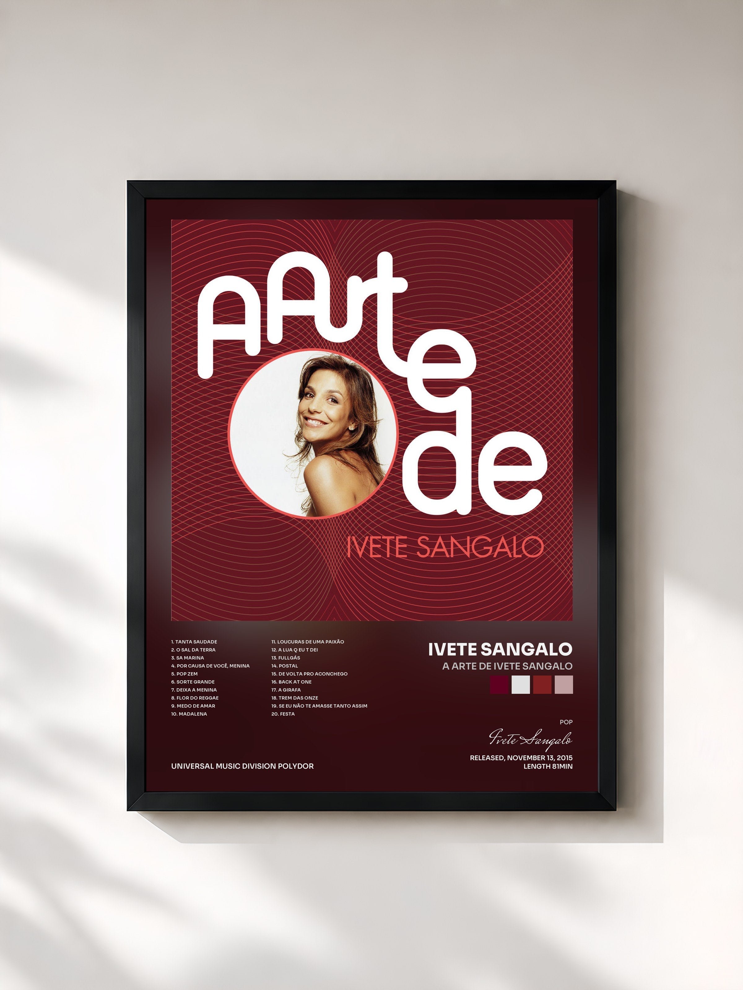 #noir Tableau de l'album A Arte De Ivete Sangalo de Ivete Sangalo, cadre noir, imprimé et encadré en France