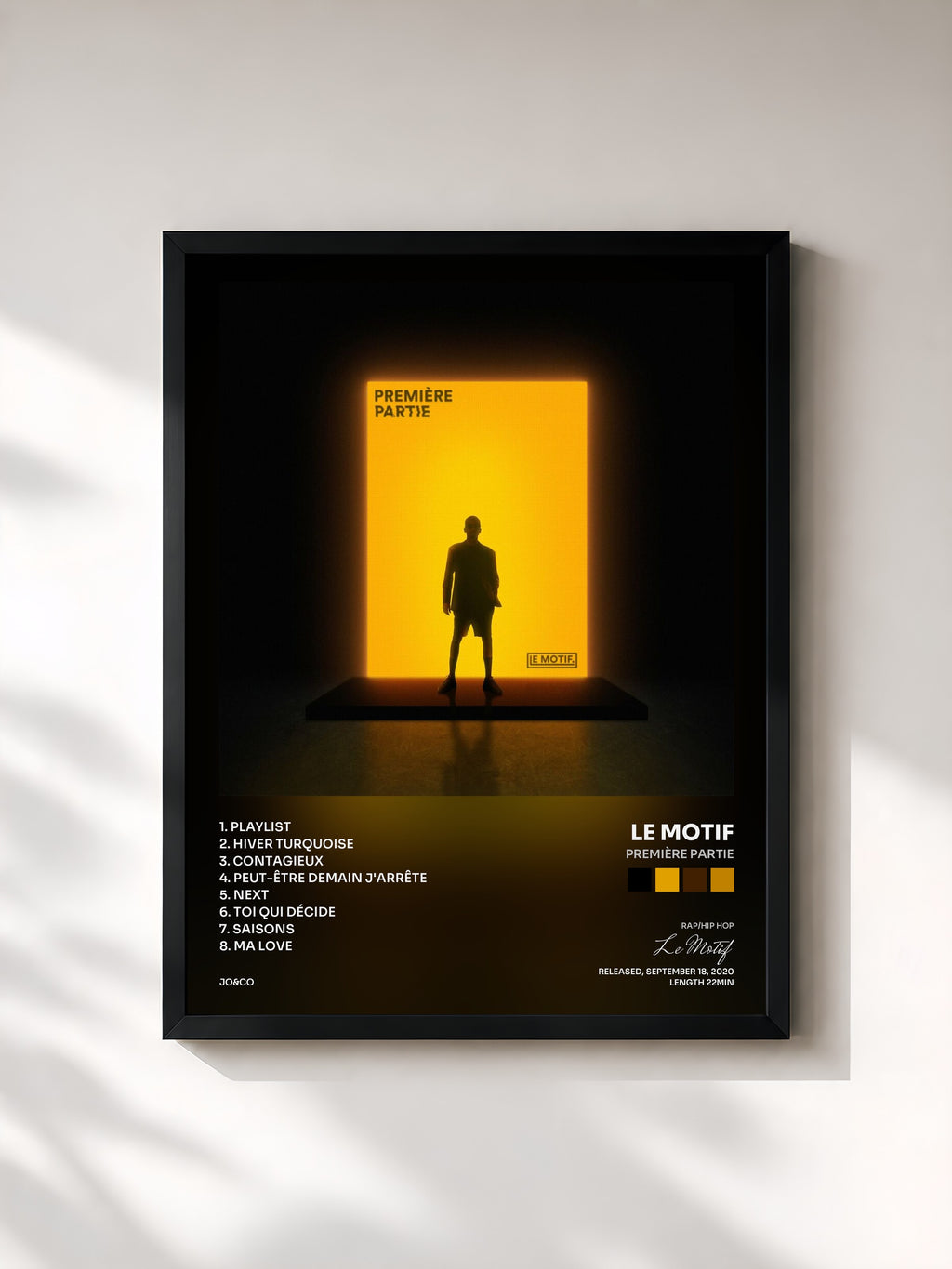 #noir Tableau de l'album Première Partie de Le Motif, cadre noir, imprimé et encadré en France