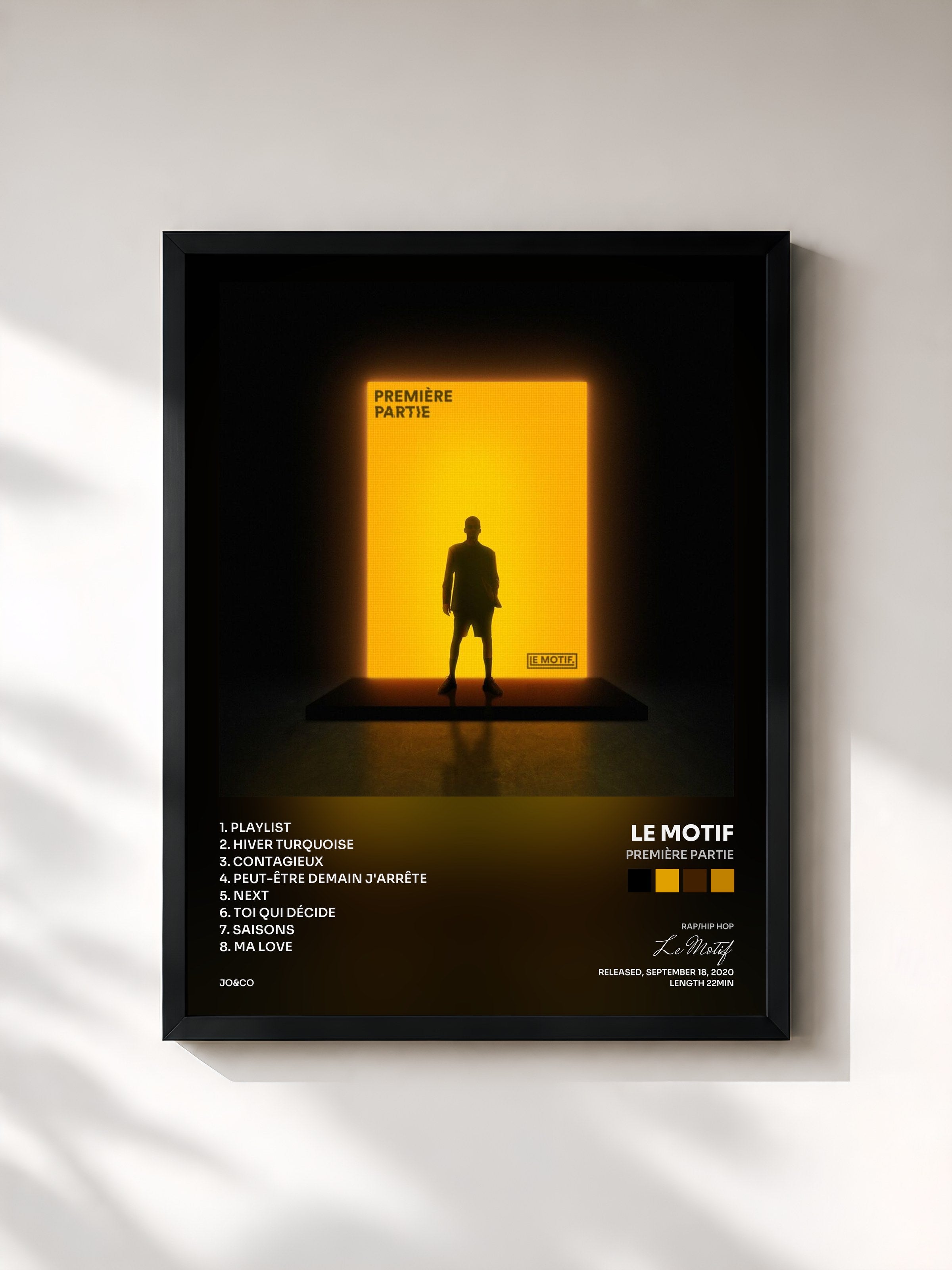 #noir Tableau de l'album Première Partie de Le Motif, cadre noir, imprimé et encadré en France