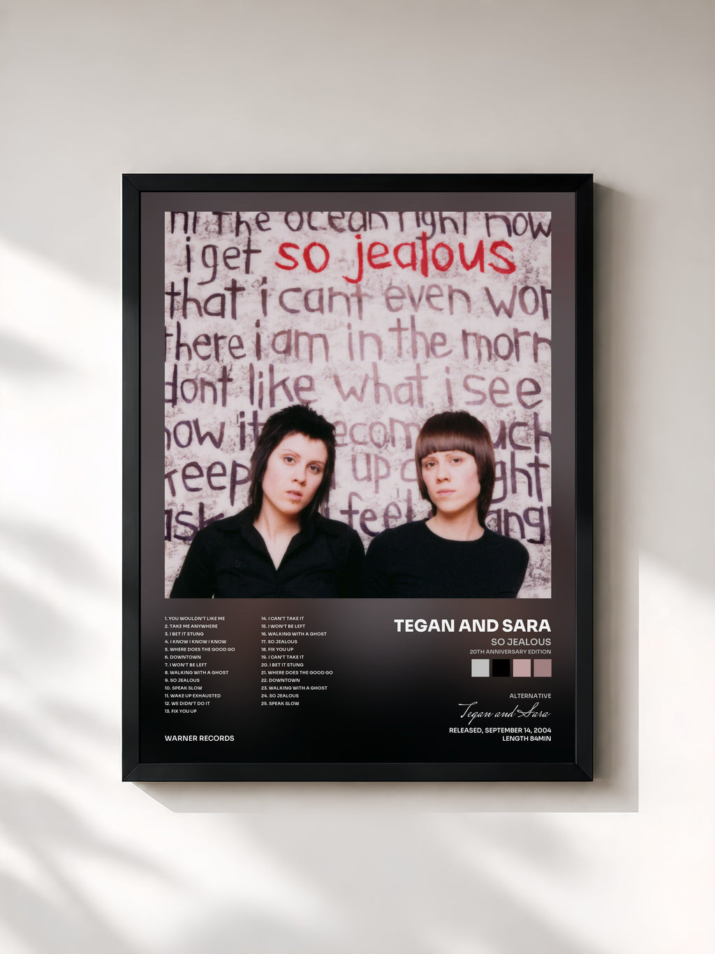#noir So Jealous (20th Anniversary Edition) by Tegan and Sara as a framed art print, black frame, printed and framed in France