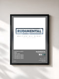 #noir Tableau de l'album Waiting All Night de Rudimental, cadre noir, imprimé et encadré en France