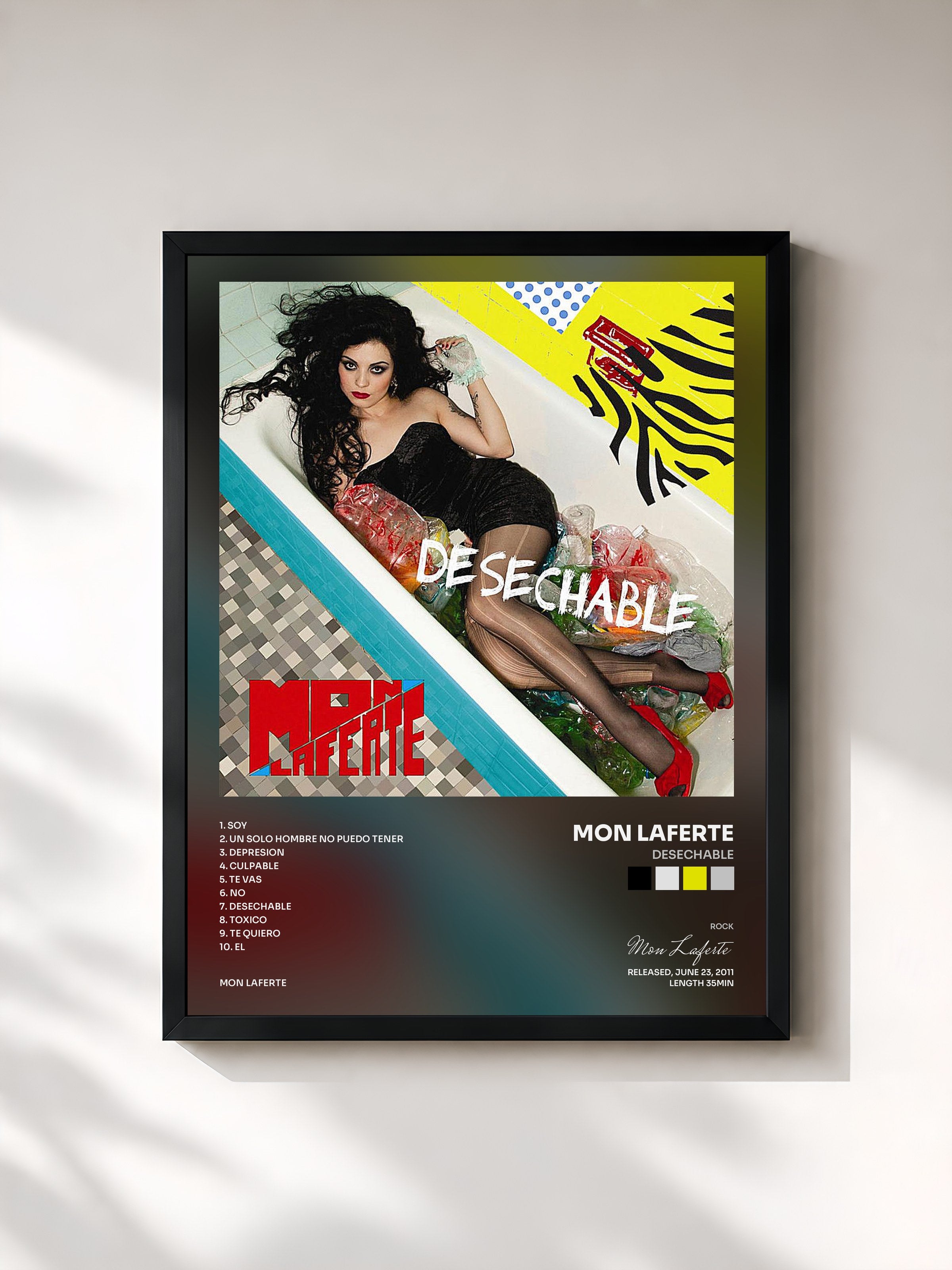 #noir Tableau de l'album Desechable de Mon Laferte, cadre noir, imprimé et encadré en France