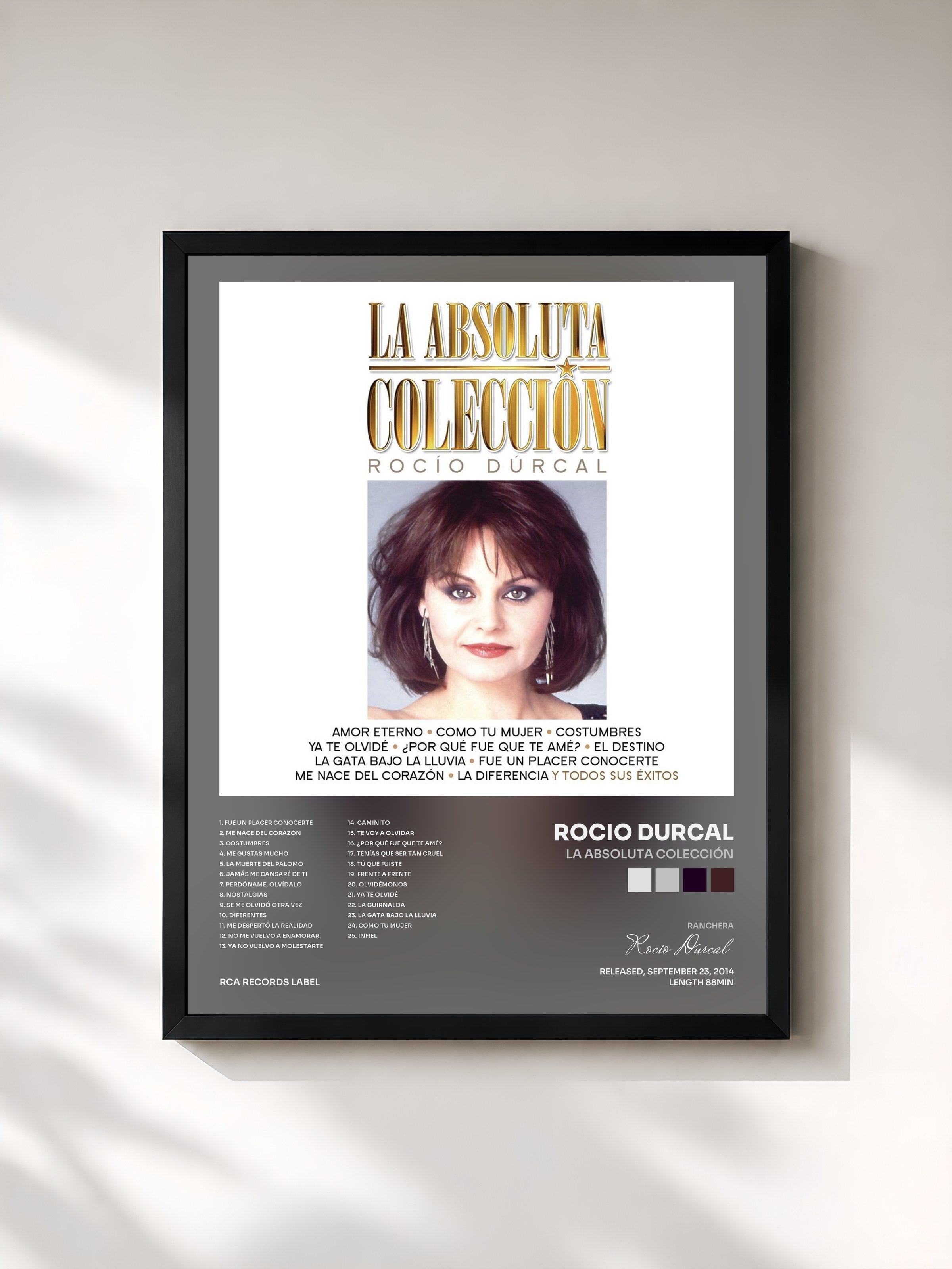 #noir Tableau de l'album La Absoluta Colección de Rocio Durcal, cadre noir, imprimé et encadré en France