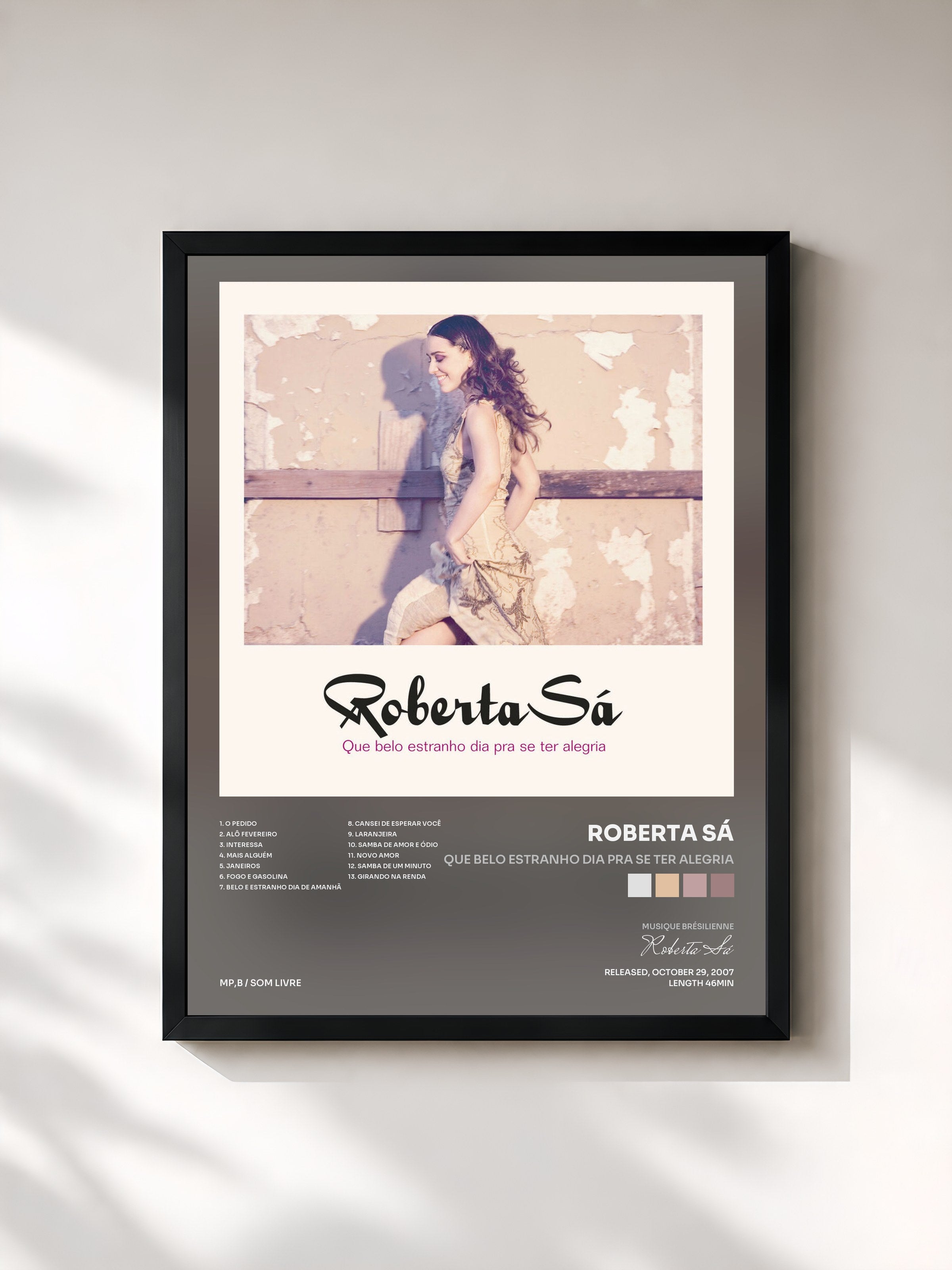 #noir Tableau de l'album Que Belo Estranho Dia Pra Se Ter Alegria de Roberta Sá, cadre noir, imprimé et encadré en France