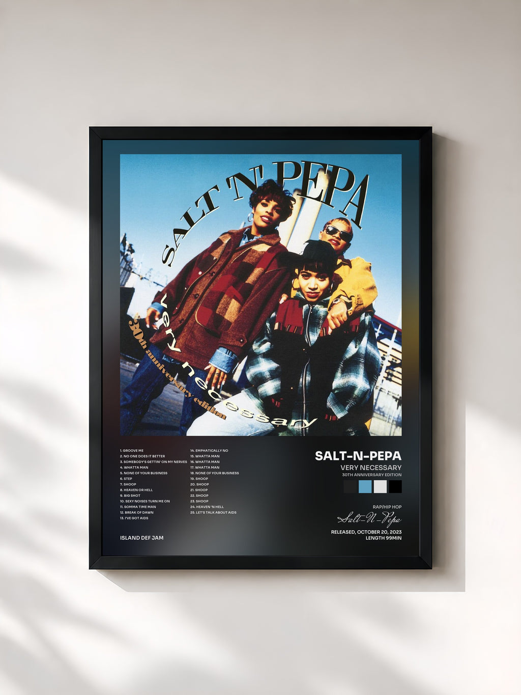 #noir Tableau de l'album Very Necessary (30th Anniversary Edition) de Salt-N-Pepa, cadre noir, imprimé et encadré en France