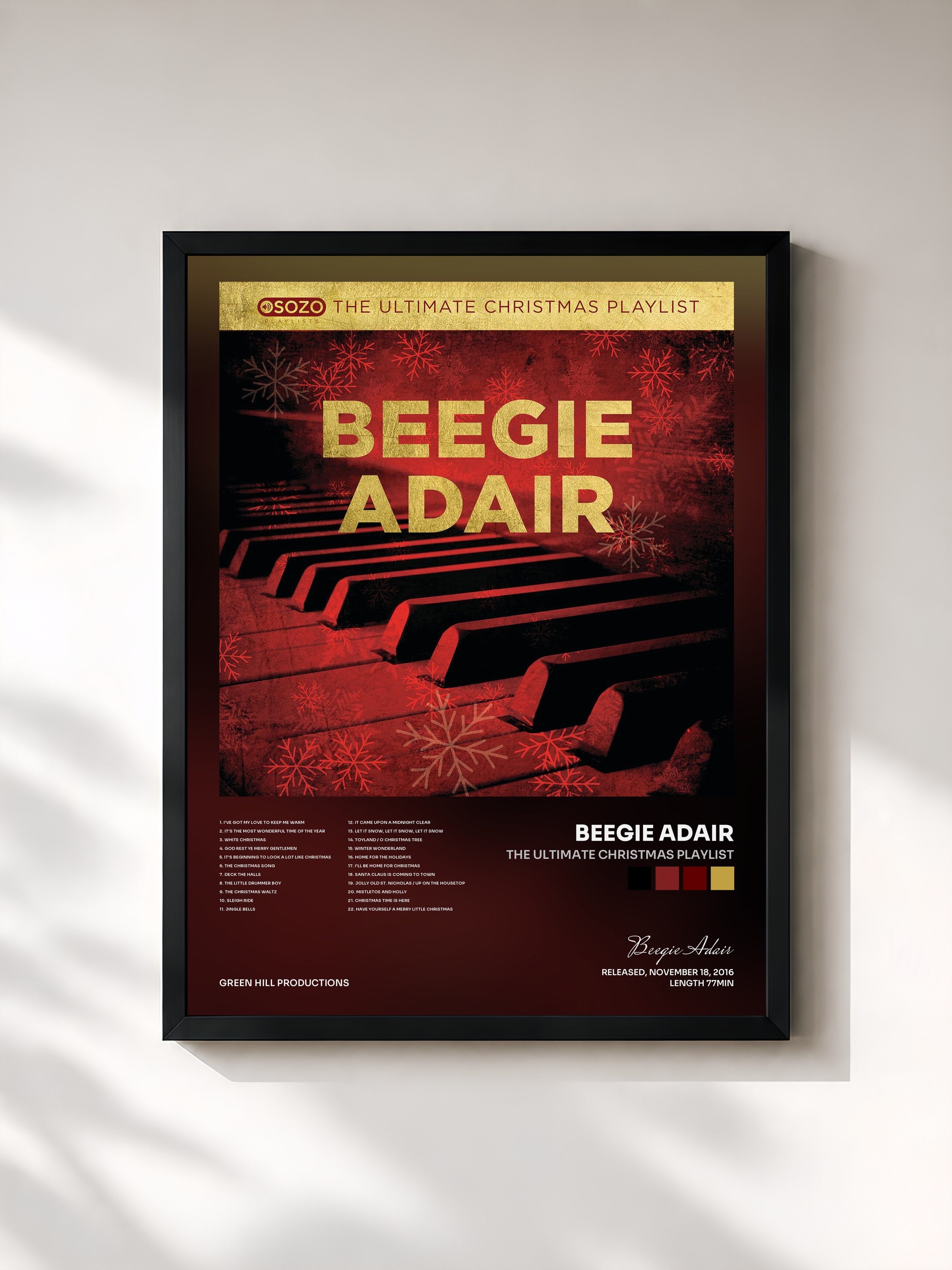 #noir Tableau de l'album The Ultimate Christmas Playlist de Beegie Adair, cadre noir, imprimé et encadré en France