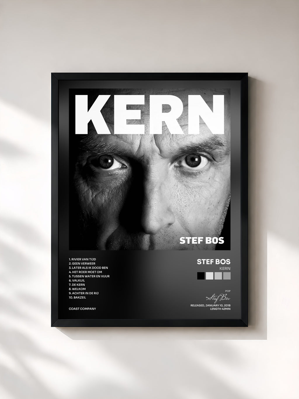 #noir Tableau de l'album Kern de Stef Bos, cadre noir, imprimé et encadré en France