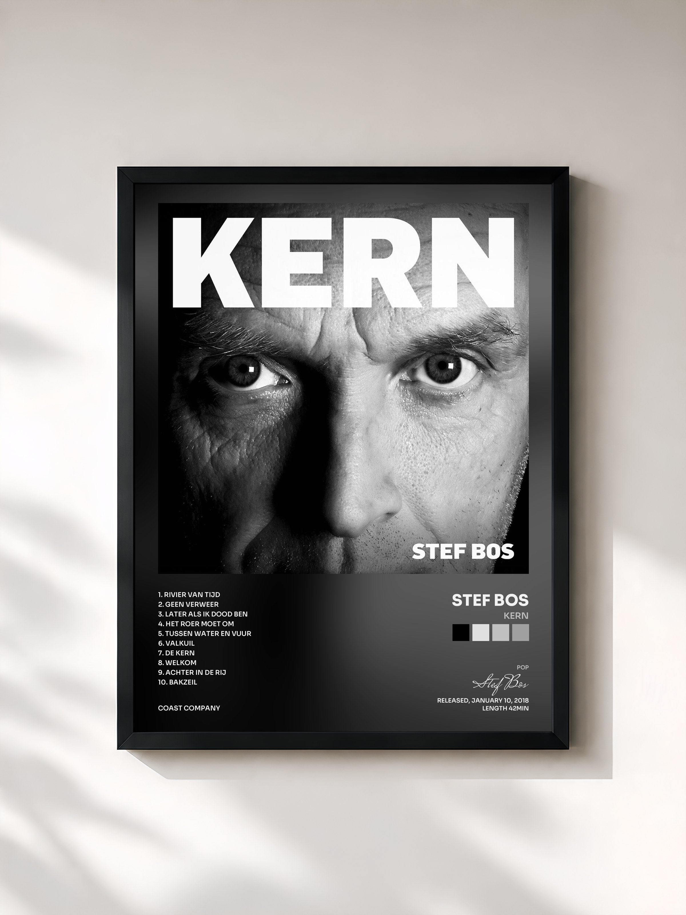 #noir Tableau de l'album Kern de Stef Bos, cadre noir, imprimé et encadré en France