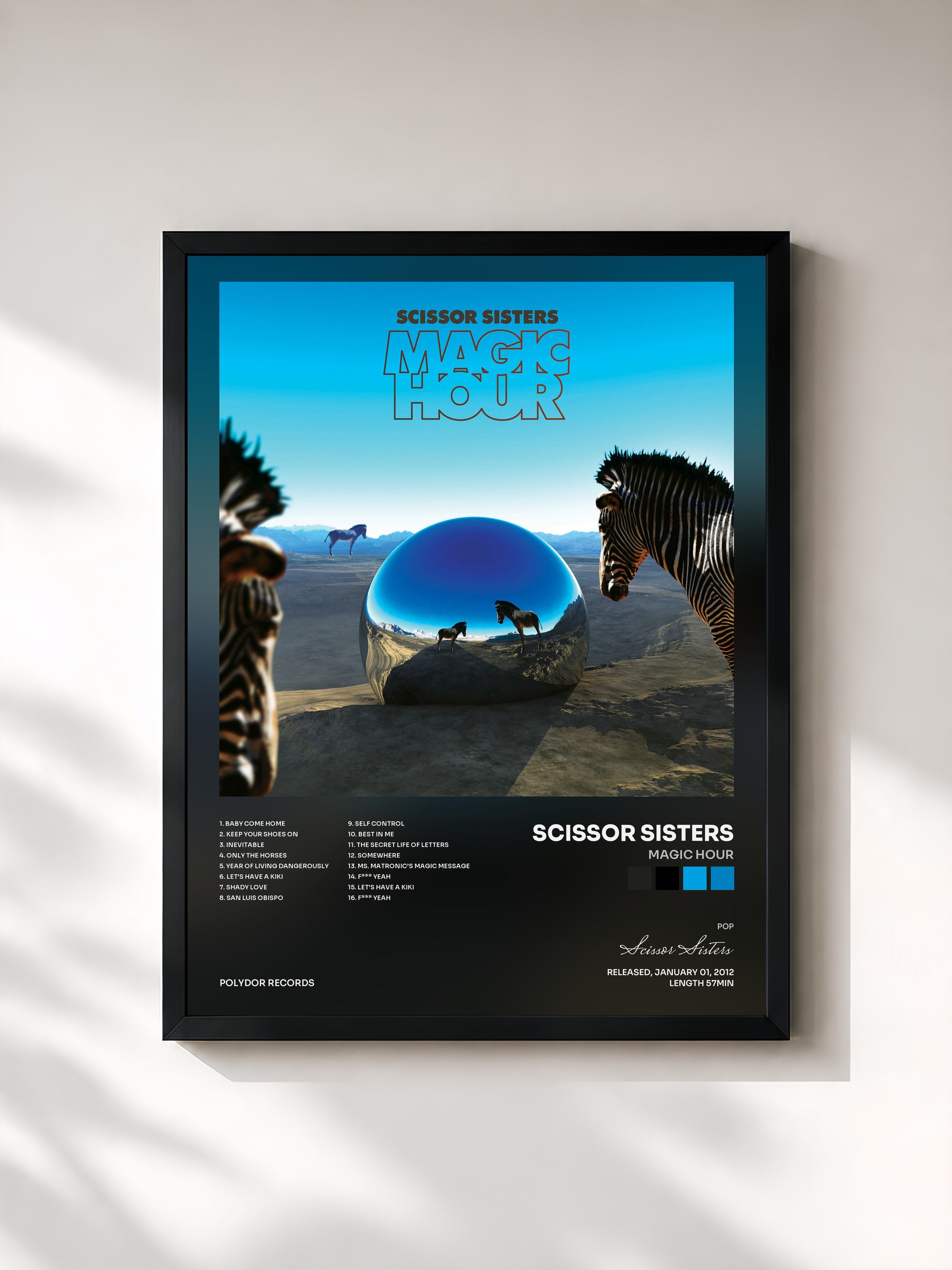 #noir Tableau de l'album Magic Hour de Scissor Sisters, cadre noir, imprimé et encadré en France