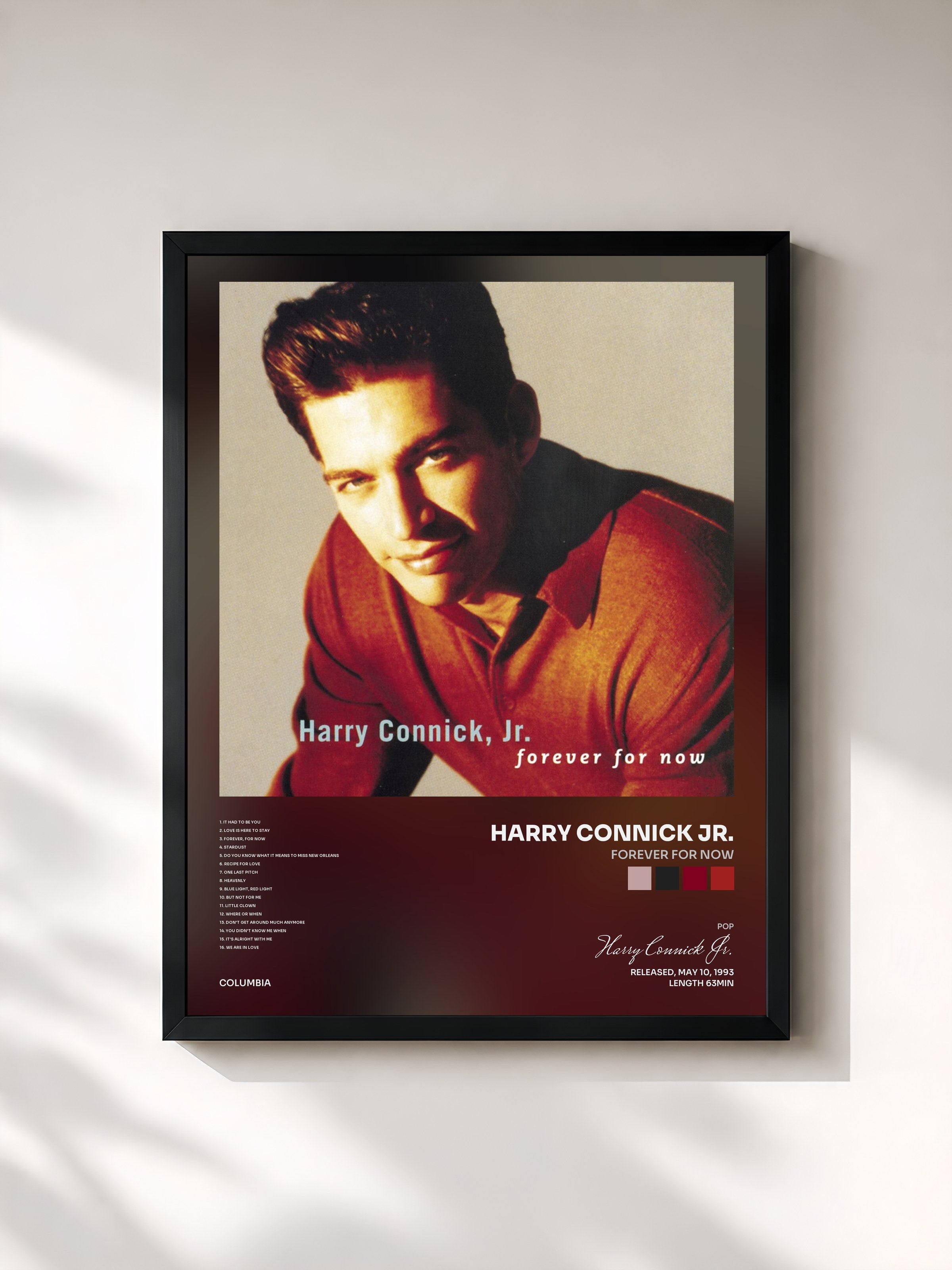 #noir Tableau de l'album FOREVER FOR NOW de Harry Connick Jr., cadre noir, imprimé et encadré en France
