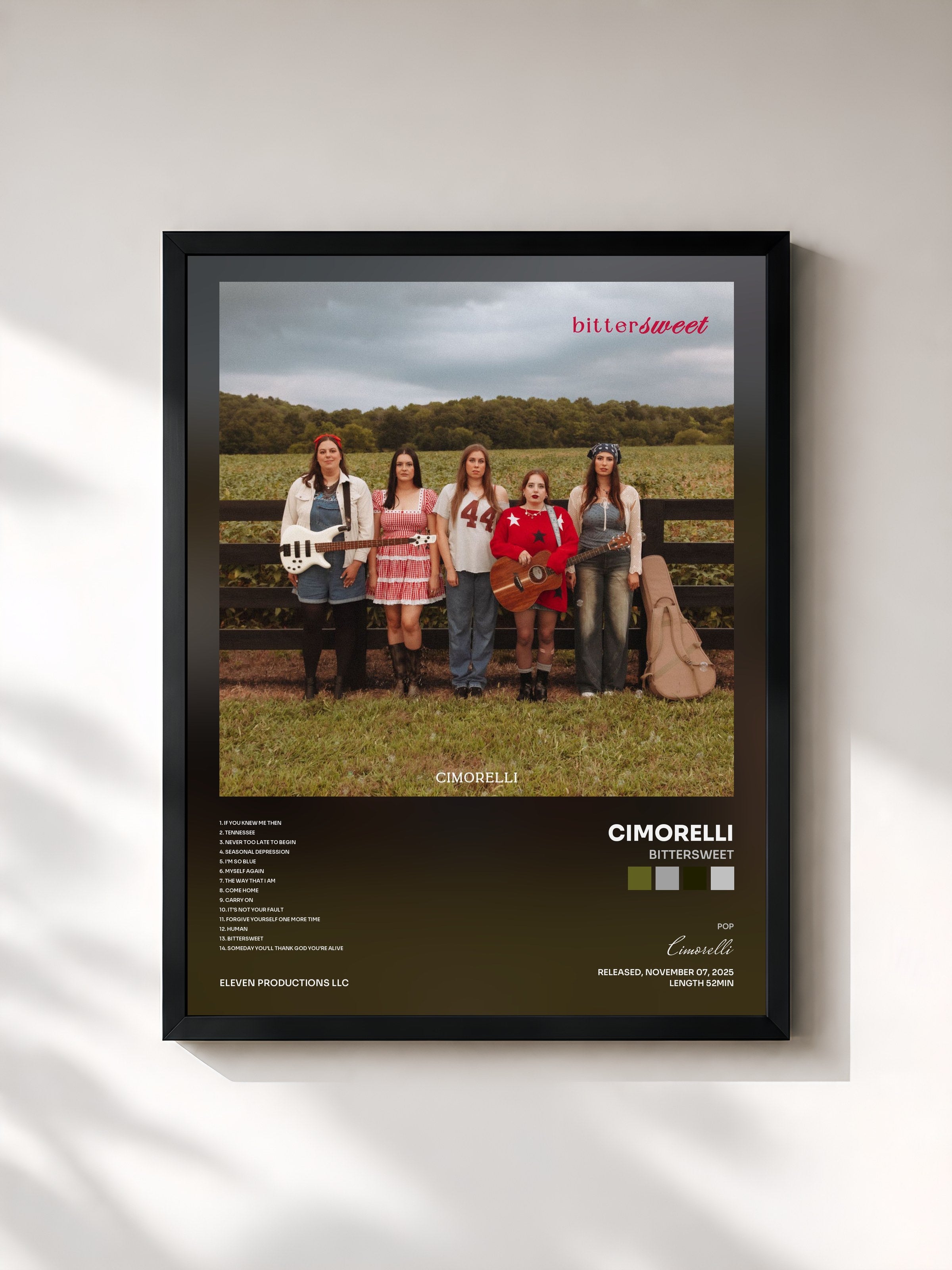 #noir Tableau de l'album Bittersweet de Cimorelli, cadre noir, imprimé et encadré en France