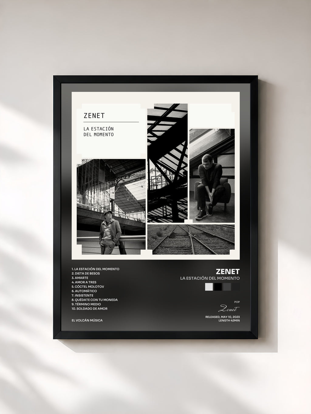 #noir Tableau de l'album La Estación del Momento de Zenet, cadre noir, imprimé et encadré en France