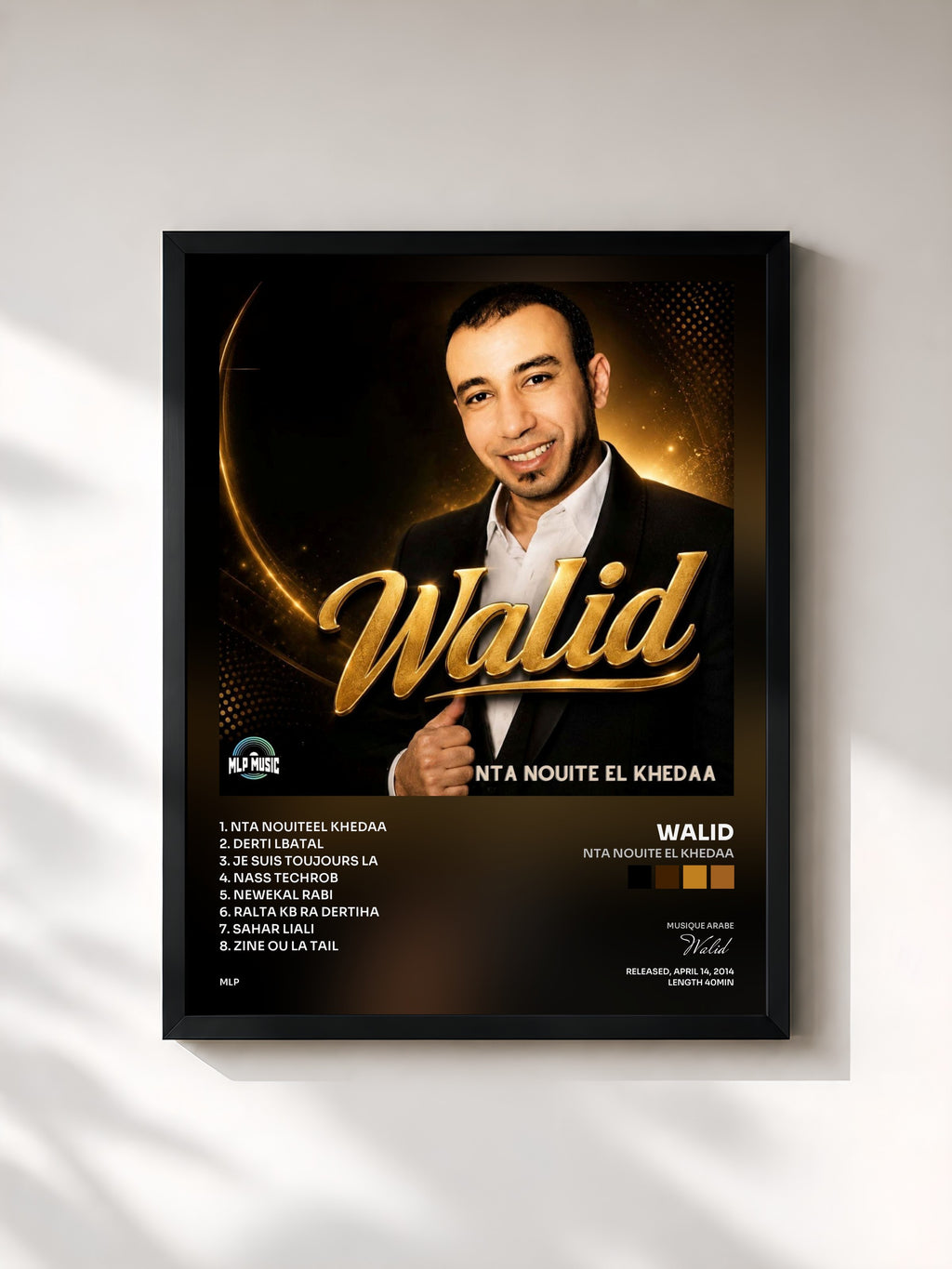 #noir Tableau de l'album Nta nouite el khedaa de Walid, cadre noir, imprimé et encadré en France