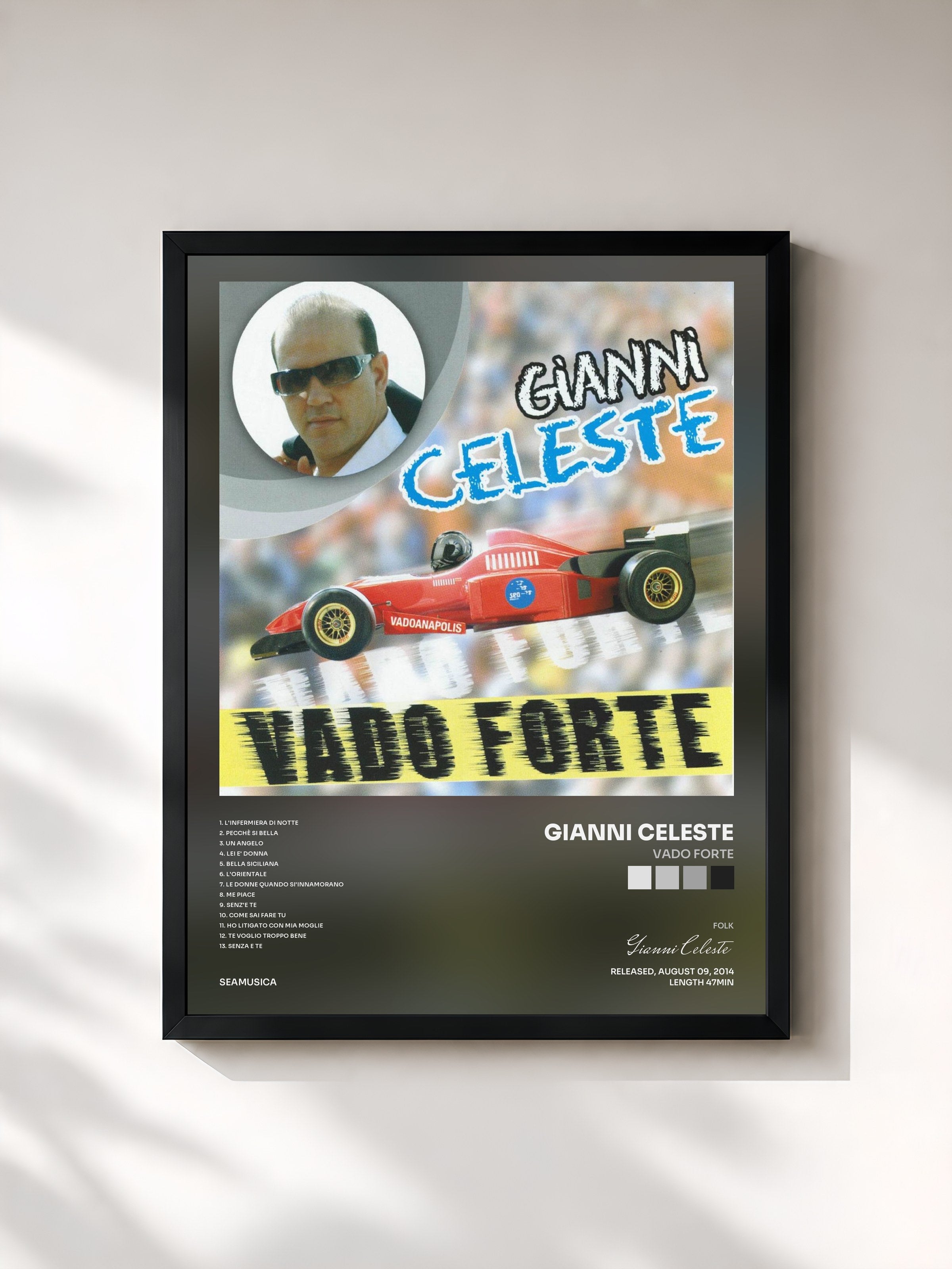 #noir Tableau de l'album Vado forte de Gianni Celeste, cadre noir, imprimé et encadré en France